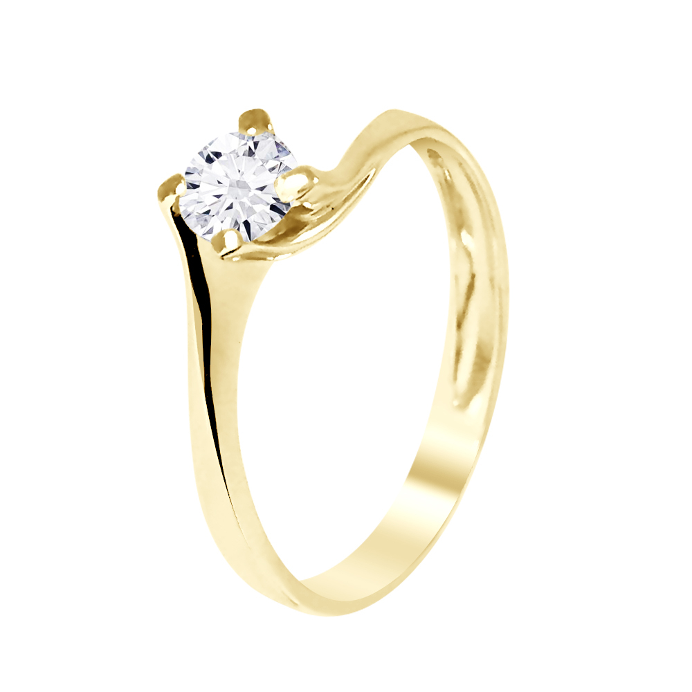 Bague Or 18 Carats Solitaire Diamant 0,40 Carat - Taille 54 - Or Blanc - Occasion