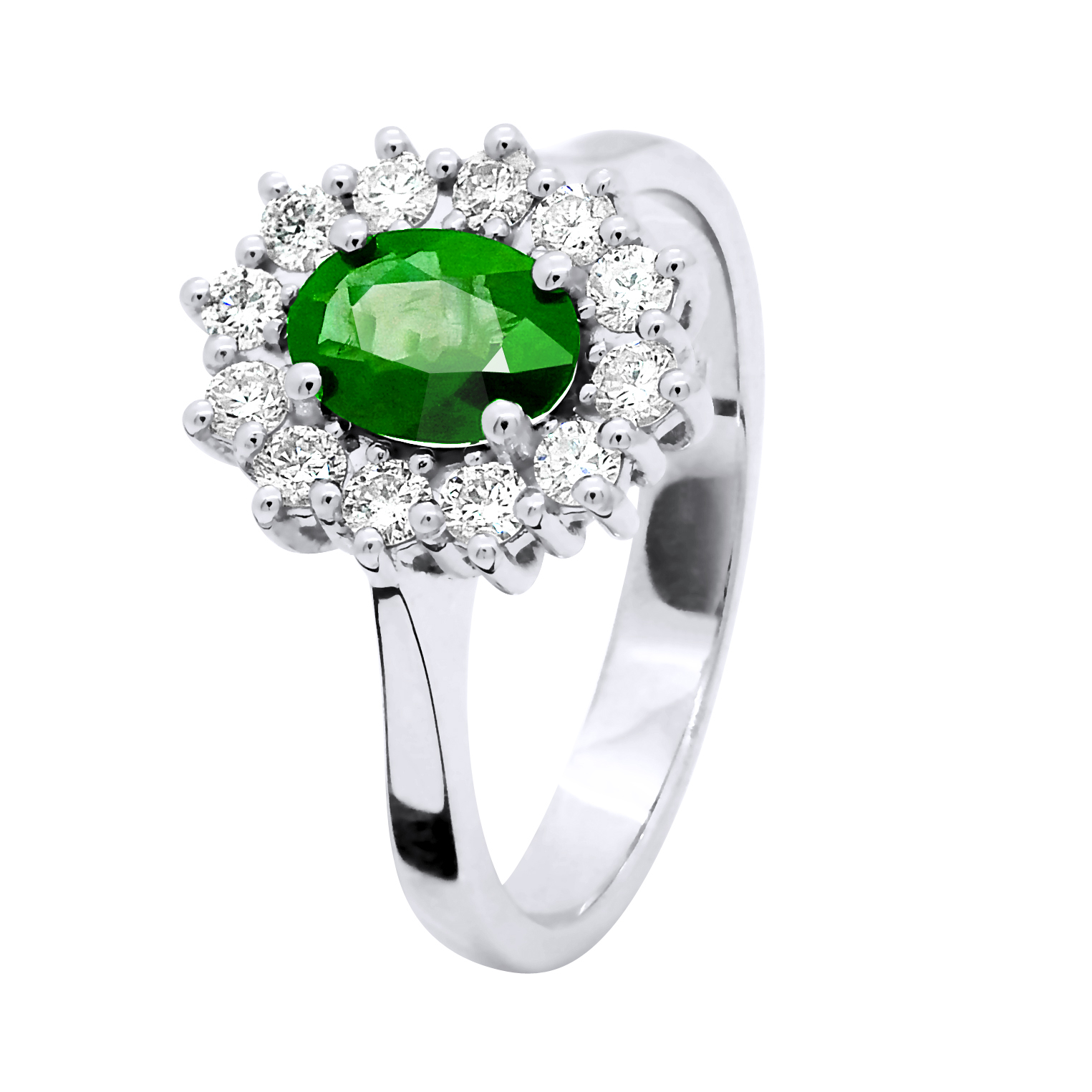 Bague En Or Blanc 18K 750 Avec émeraude Naturelle Et Diamants 2.78 Carats - Taille 53, Neuve Avec étiquettes