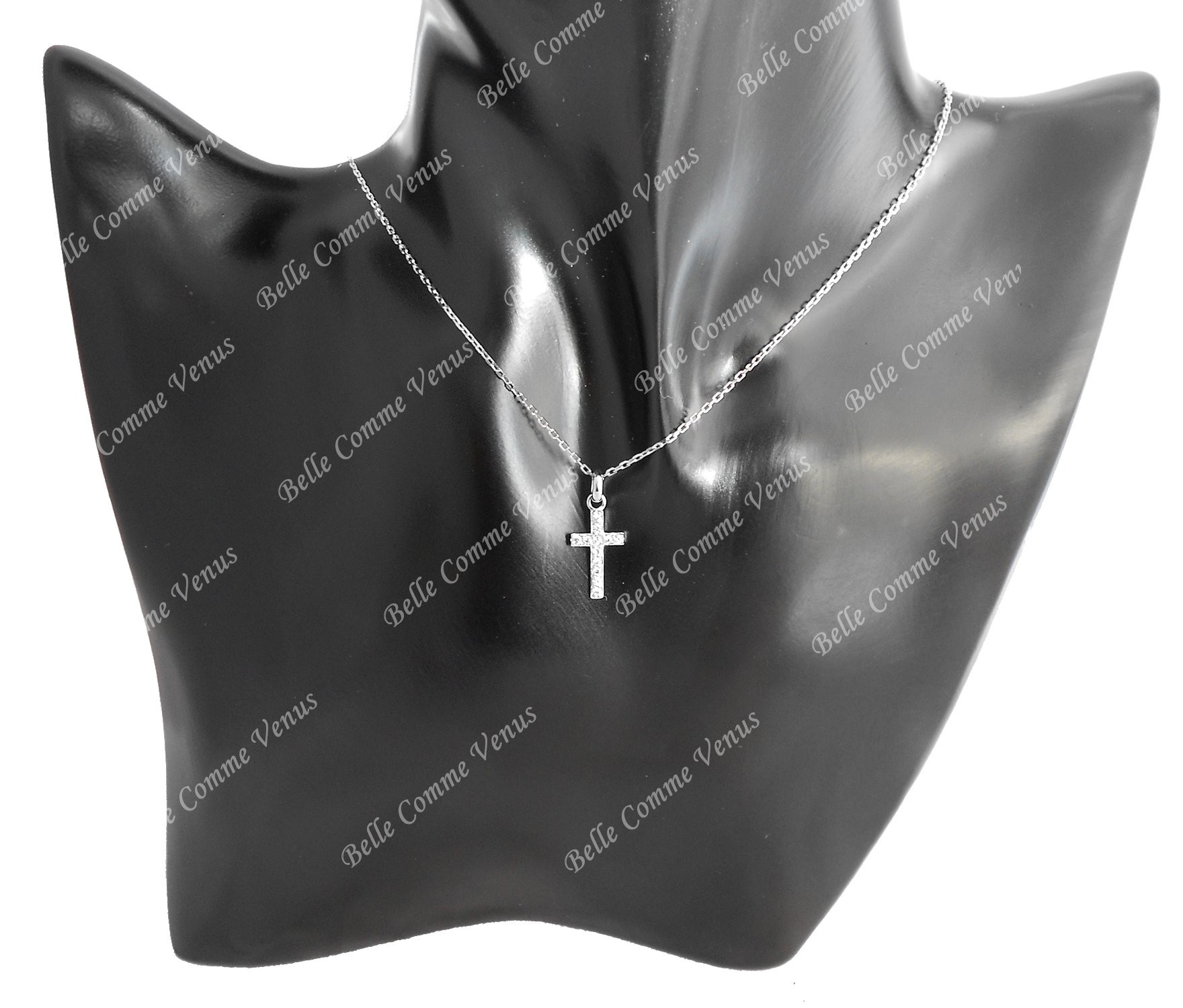 Collier Homme YL Collier Croix En Argent 925 Avec 12 Pierres De Naissance Oxyde De Zirconium Cadeaux Pendentif Crucifix Pour Maman Femme, 45-48 CM, Argent Sterling, Oxyde De Zirconium Bijoux Femme