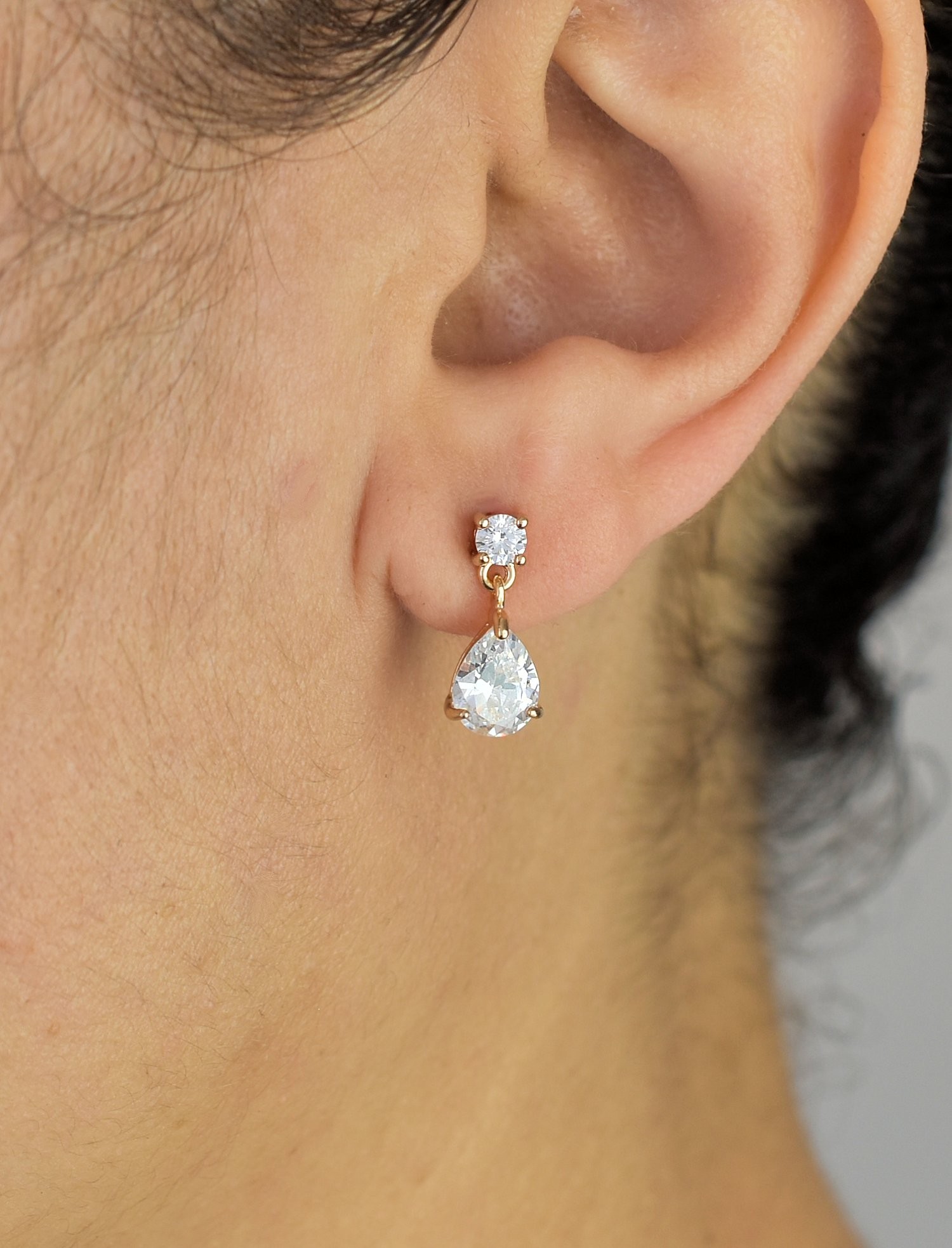 Boucles D'oreilles Pendantes En Plaqué Or Avec Zircon Bleu - Neuves Avec étiquettes