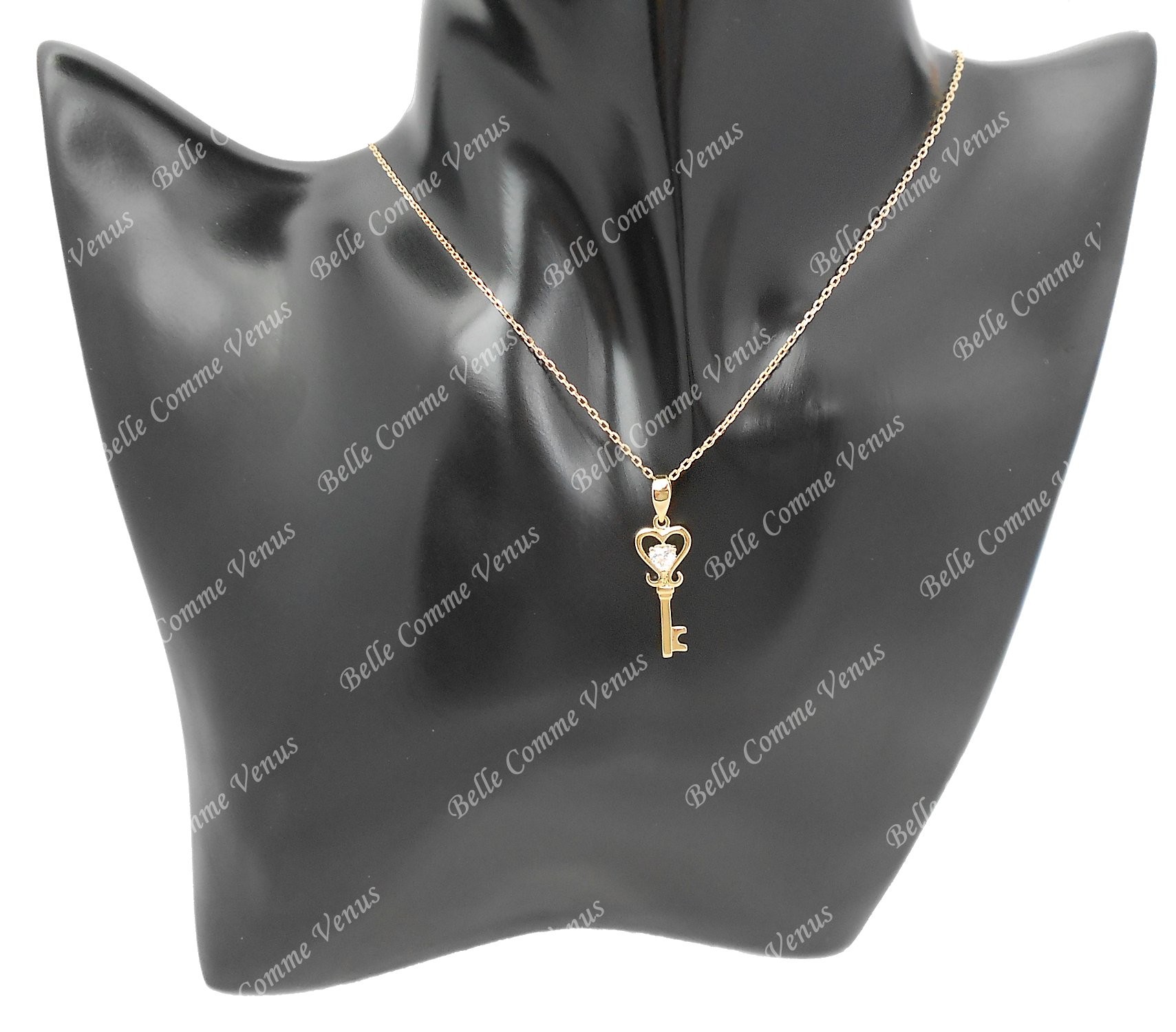 Pendentif plaqué or clé oxydes - Laura Bijoux