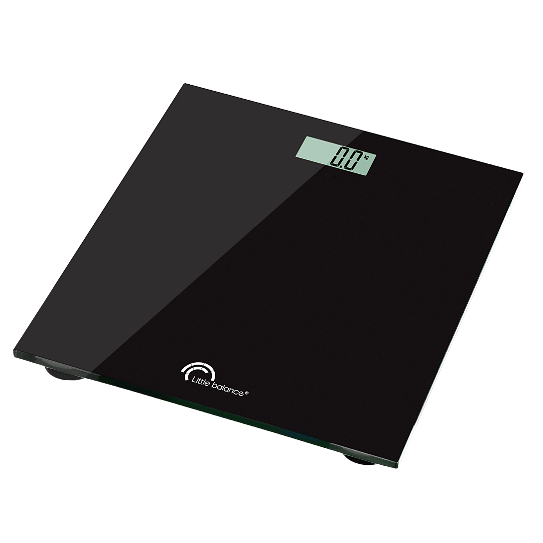 pèse-personnes electronique SB2 Noir little balance 8194 design épuré et élégant par son plateau en verre trempé coloré