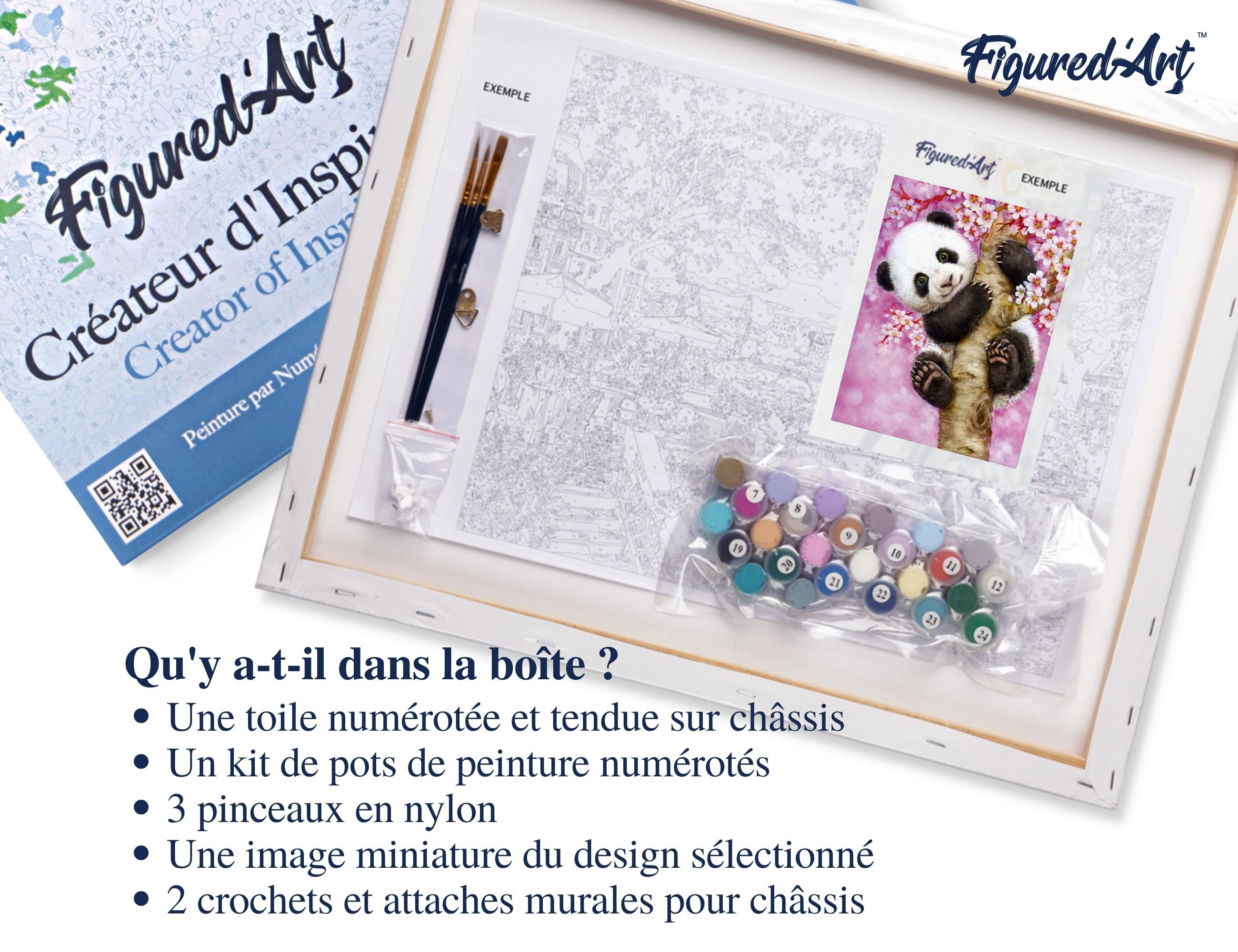 Peinture Par Numéros Panda – Kit Adulte 40x50 Cm, Toile HD, Sans Cadre – Anti-stress, Déco