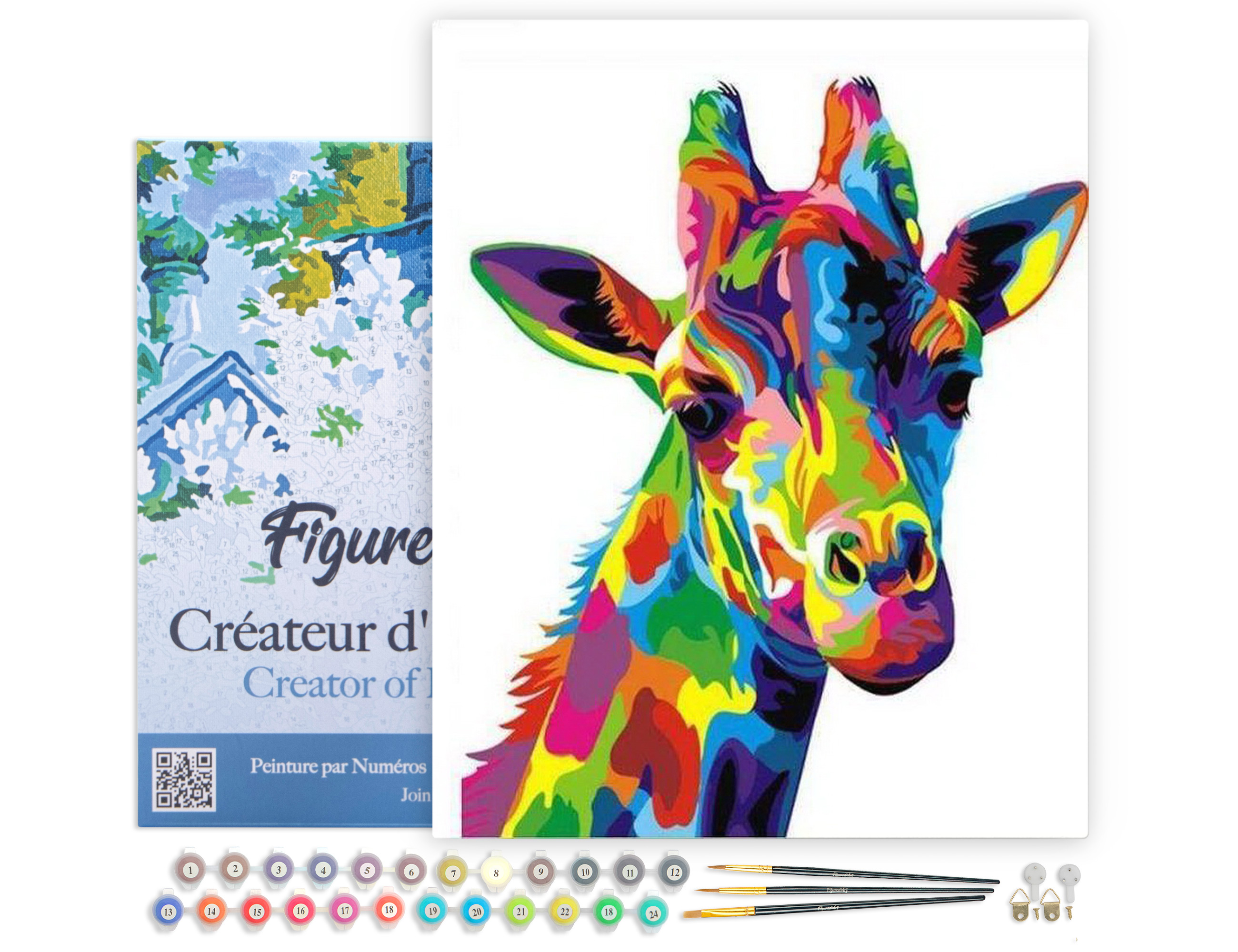 Kit DIY Grenouille Peinture Par Numéros Adulte Figured'Art Grenouille Lunettes - Toile 40x50cm Tendue Sur Châssis, Kit Complet Kit Complet Diy