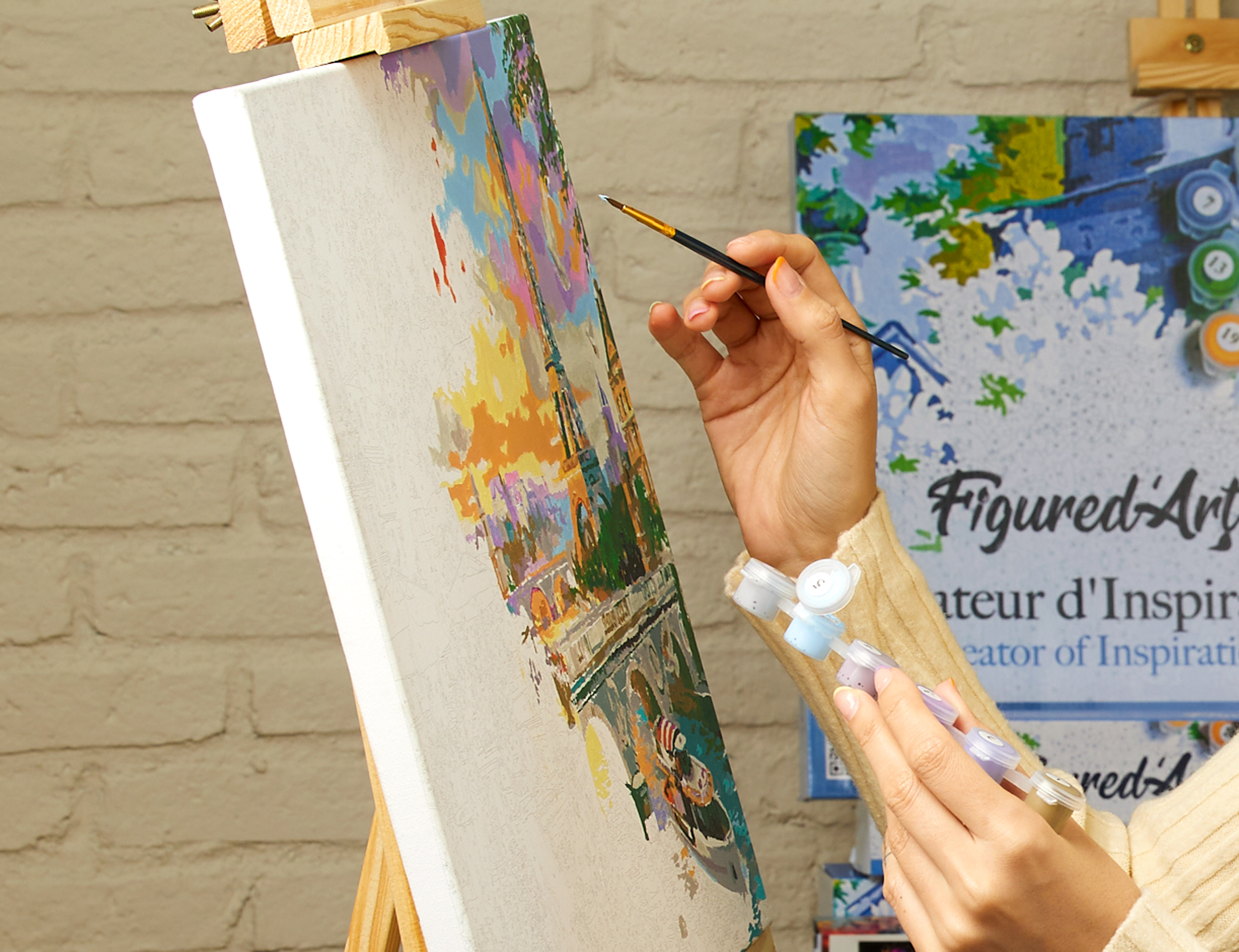 Figured'Art Peinture par Numéro Adulte Balade Romantique - Activité Manuelle Kit de Loisir Créatif DIY Numéro d'Art Complet - 40x50cm sans châssis en bois