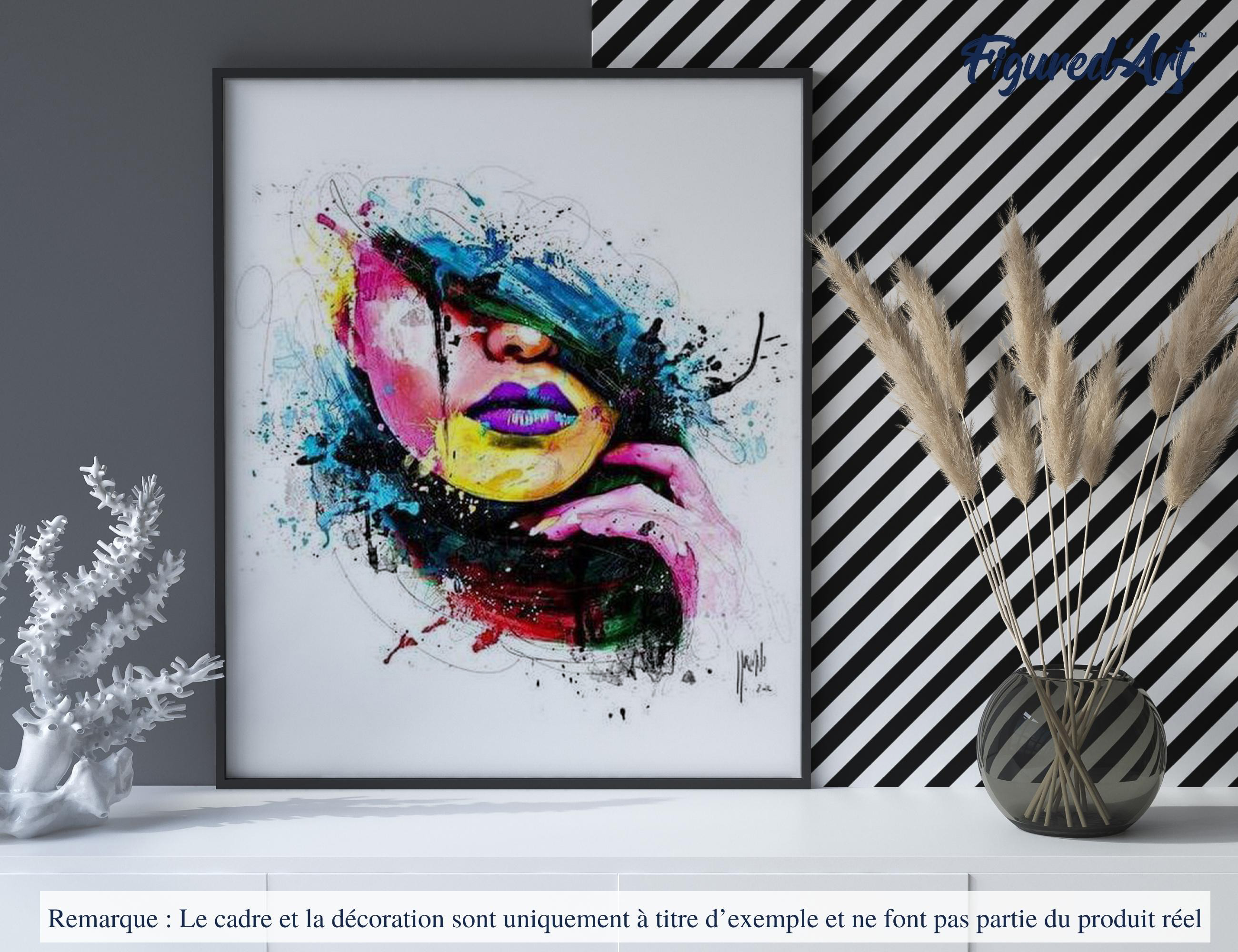 Peinture Par Numéro Adulte Figured'Art - Motif Visage Et Fleurs 40x50cm - Kit Complet Loisir Créatif