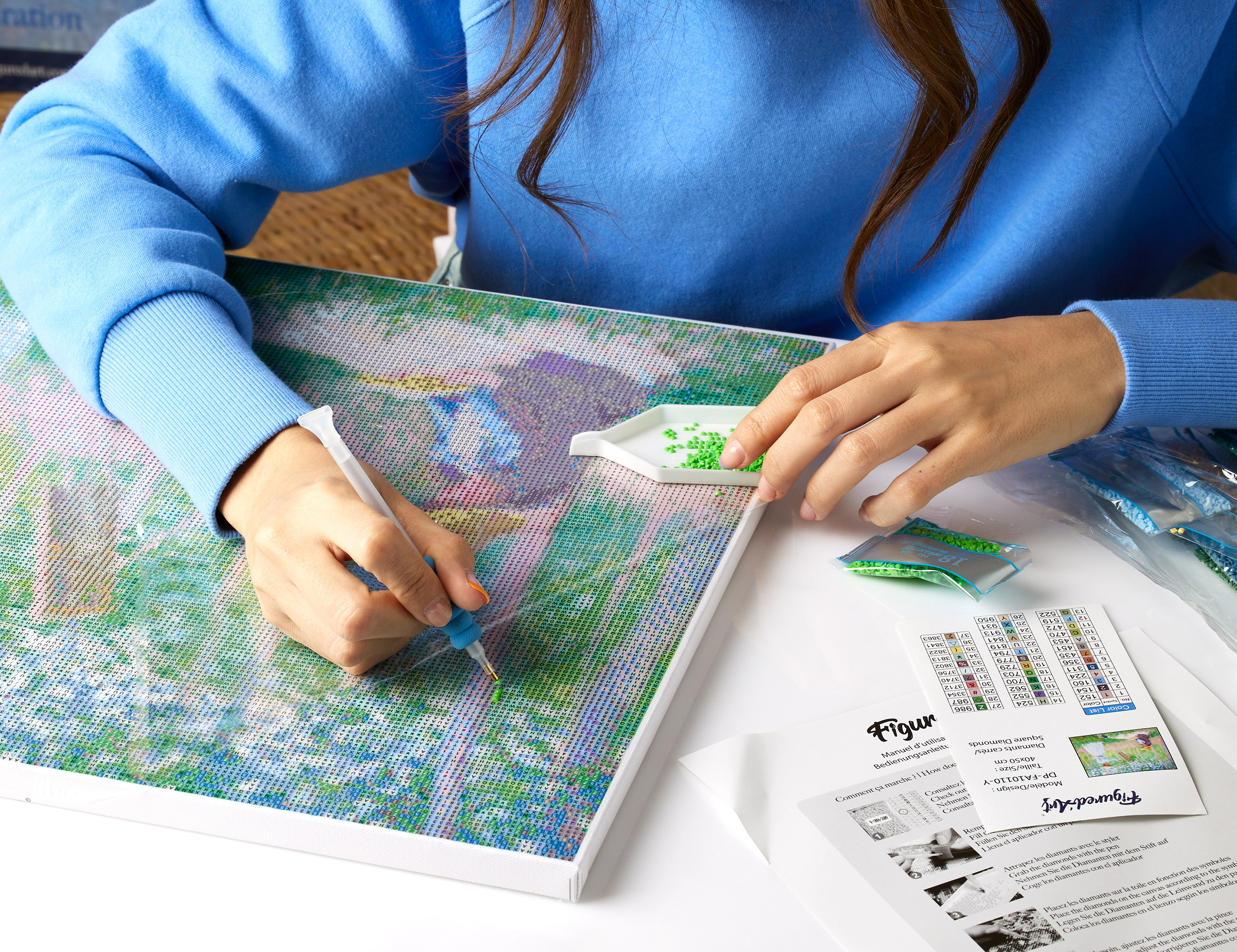 Figured'Art Peinture par Numéro Adulte Dans les bois de Giverny - Activité Manuelle Kit de Loisir Créatif DIY Numéro d'Art Complet - 40x50cm avec châssis en bois à monter
