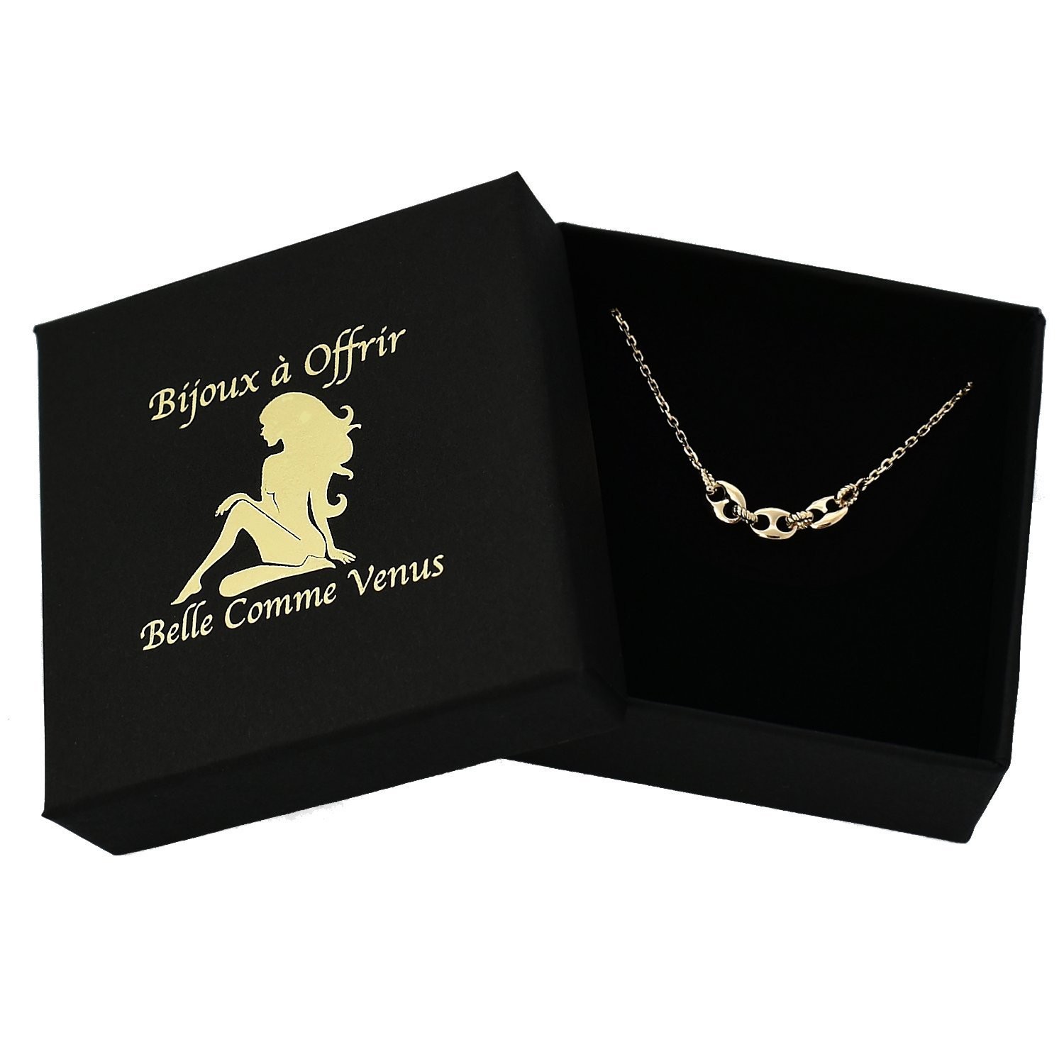 Collier Trois Maillons Grains De Café - Plaqué Or 18 Carats, Bijouxia, Neuf Avec étiquettes