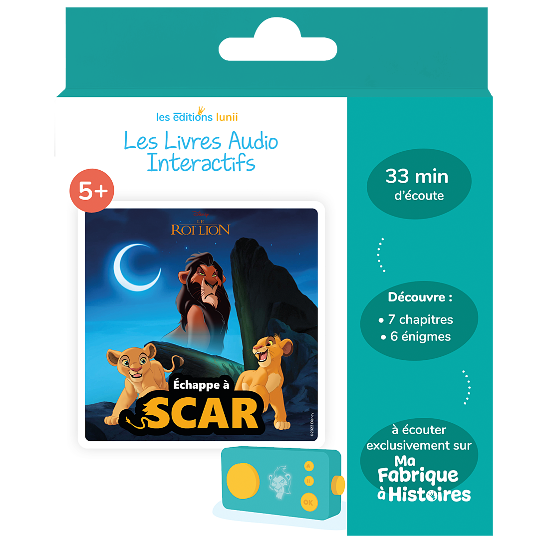Livre audio interactif Lunii pour Ma Fabrique à Histoires Défi vilain Echappe à Scar - vue 3