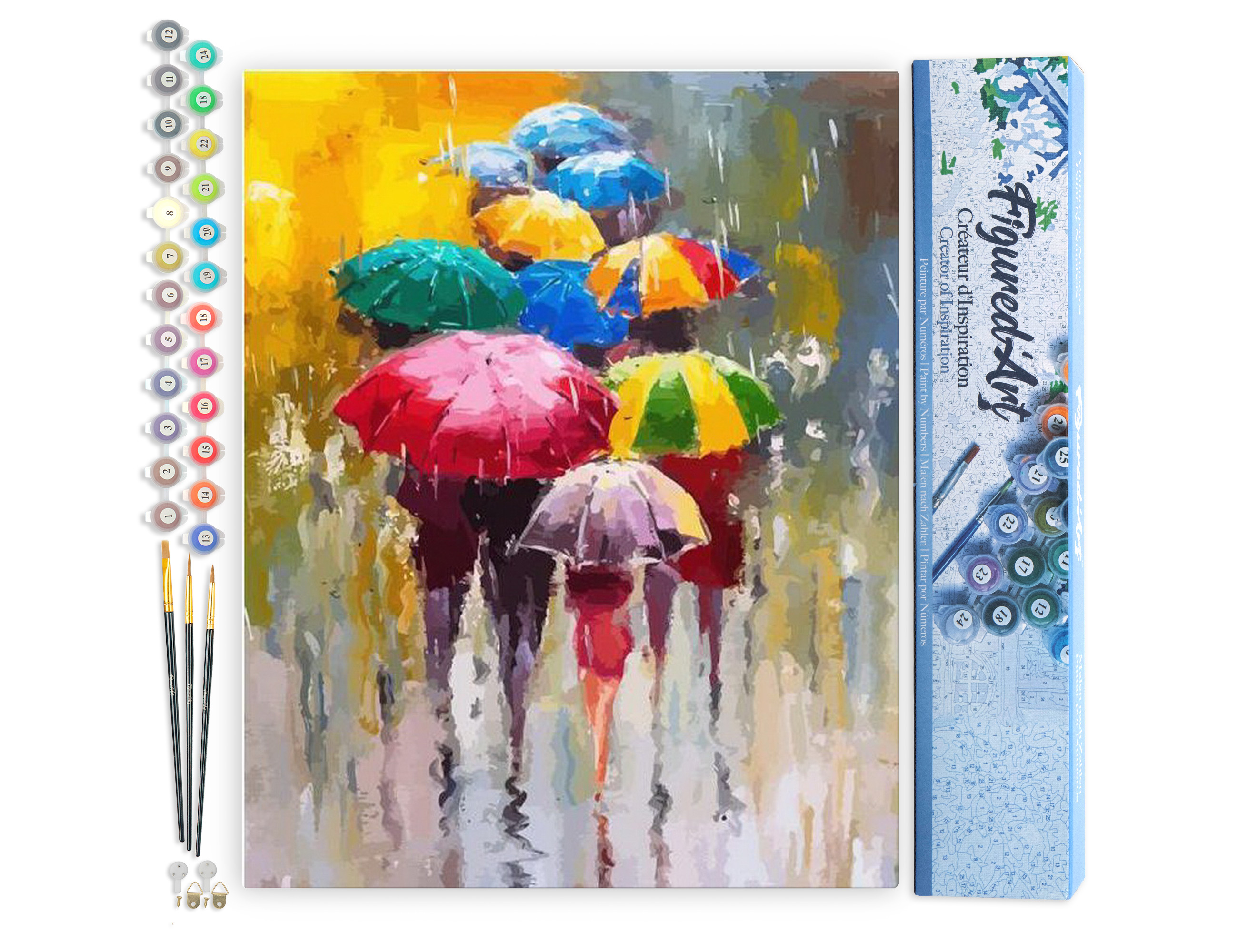 Peinture Par Numéro Adulte Figured'Art - Toile 40x50cm Arbre Et Lune | Kit Complet DIY Loisir Créatif