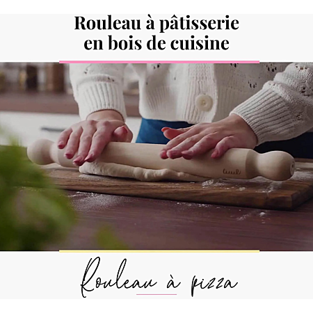 Rouleau à pâtisserie pour enfants 28 × 2,8 cm en bois naturel – Idéal pour pizzas, pâtes, biscuits – Design léger et maniable pour enfants et adultes Rouleau à pâtisserie pour enfants 28 × 2,8 cm en bois naturel – Idéal pour pizzas, pâtes, biscuits – Design léger et maniable pour enfants et adultes