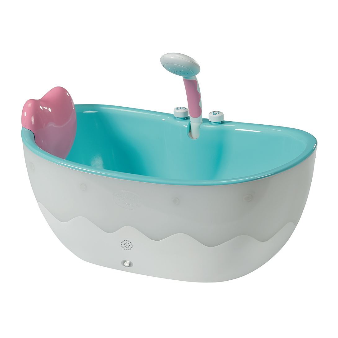 Baby Born Baignoire pour poupée Bain moussant musicale Sons de splash et lumières Véritable douchette + canard jaune Dés - vue 2