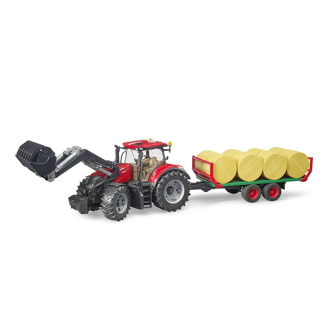 TRACTEUR CASE IH OPTUM 300 CVX avec fourche et remorque à balles - vue 4