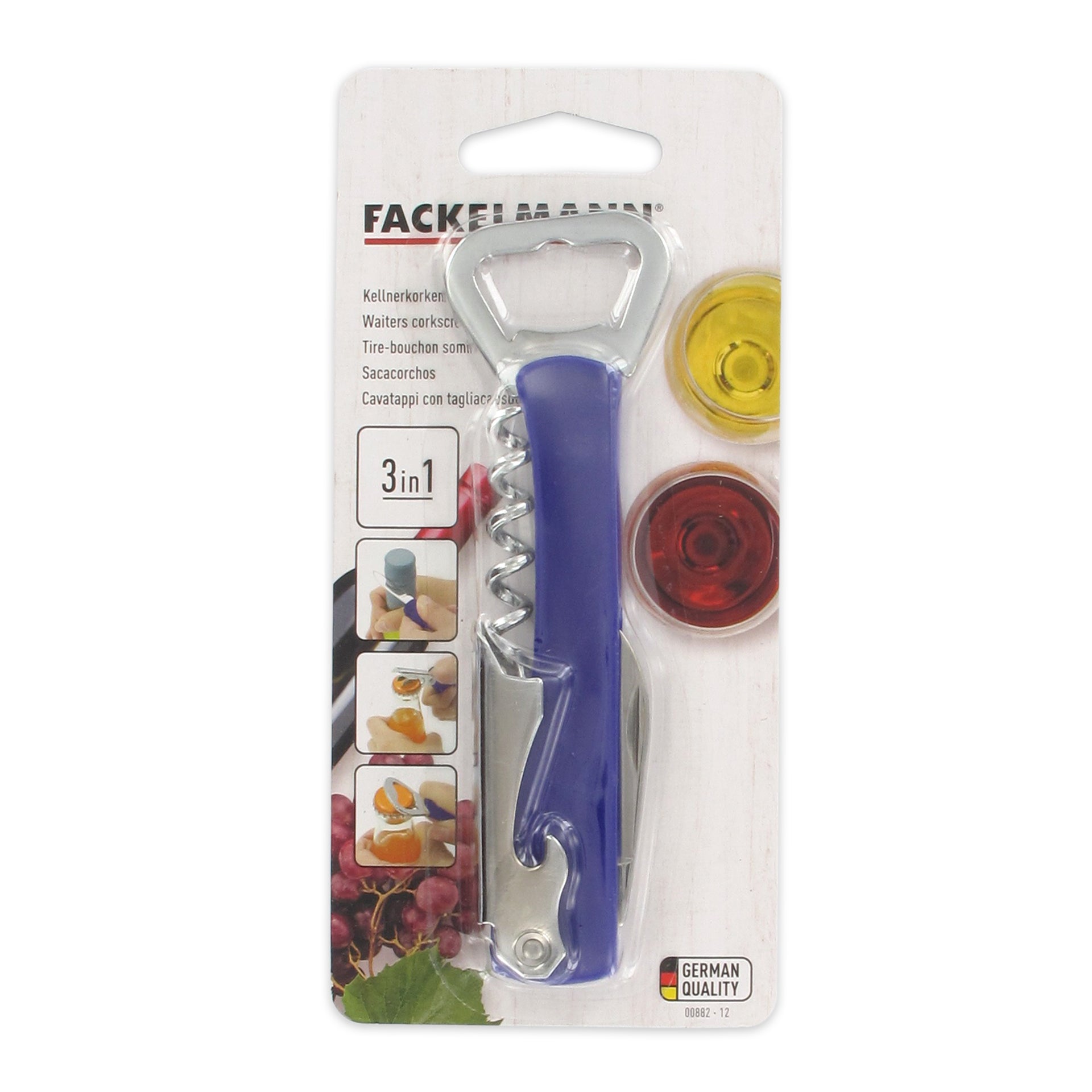 Tire-bouchon Fackelmann Ergonomique - Mécanisme Innovant, Convient Bouchons Naturels Et Plastique - Noir - 6