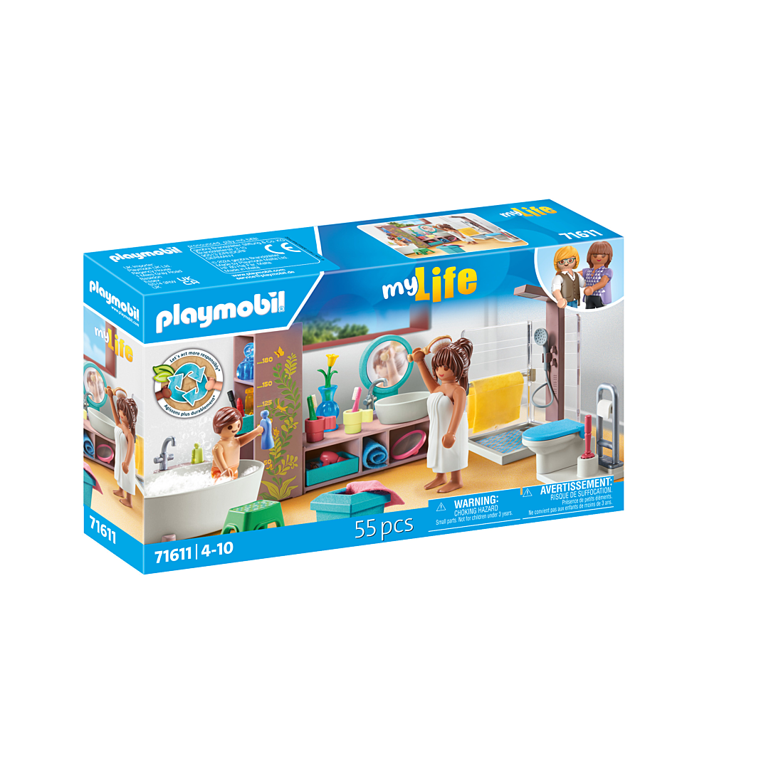 Playmobil 71611 Salle de Bains avec Douche et Baignoire MyLife Comprend Deux Personnages et des Accessoires Dès