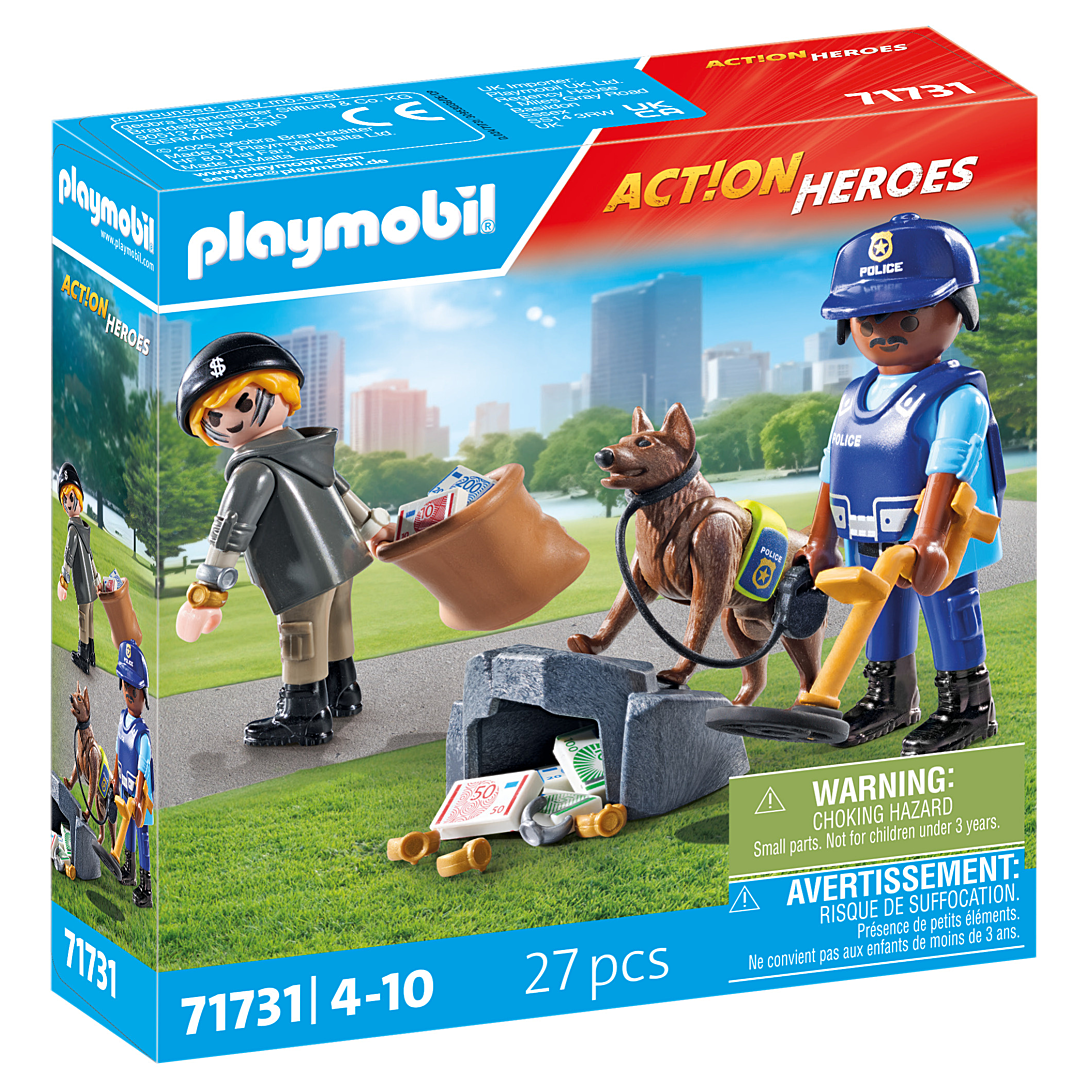 Policier Chien De Recherche Et Voleur Playmobil La Boite - vue 6
