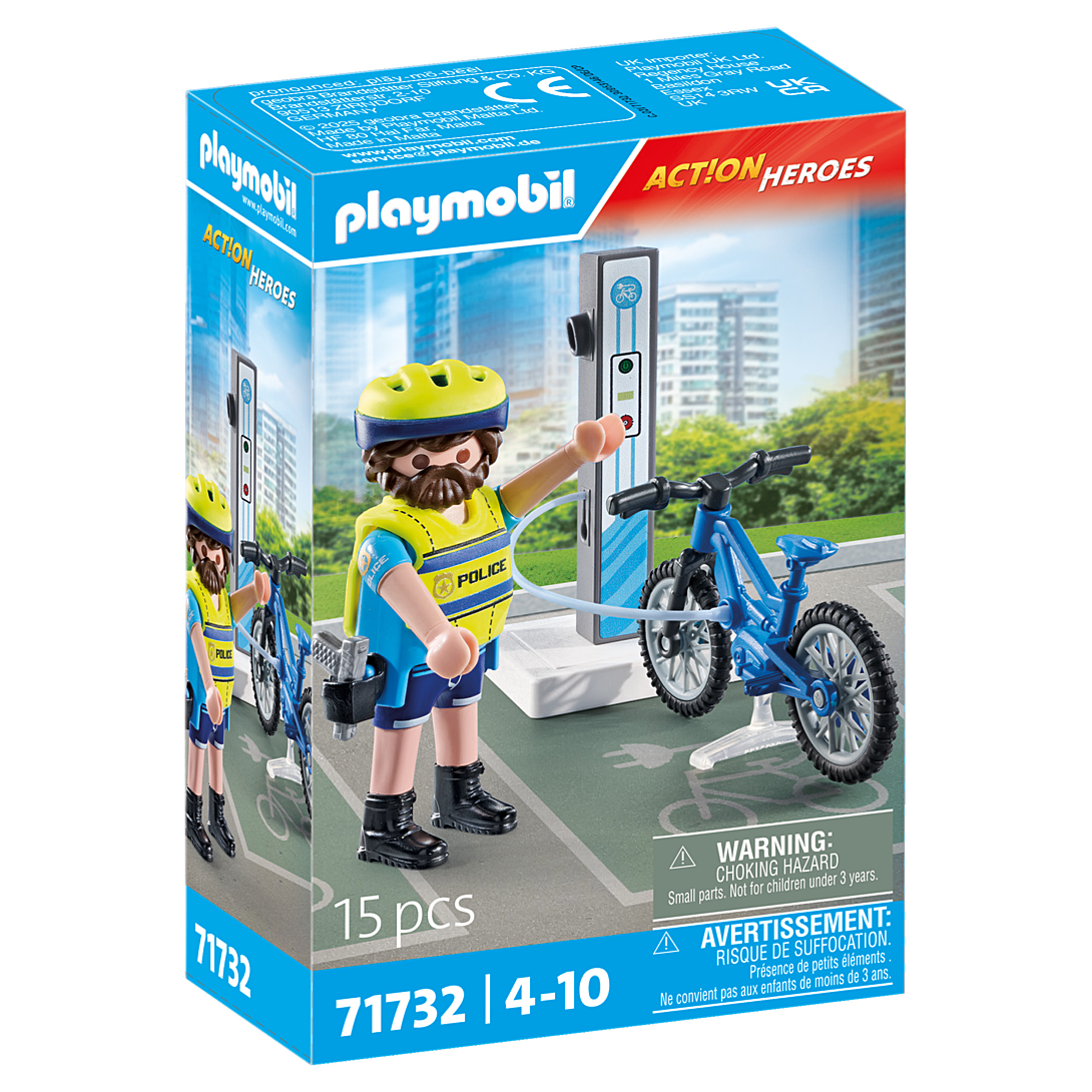 Policier Cycliste Avec Borne De Recharge Playmobil La Boite - vue 3
