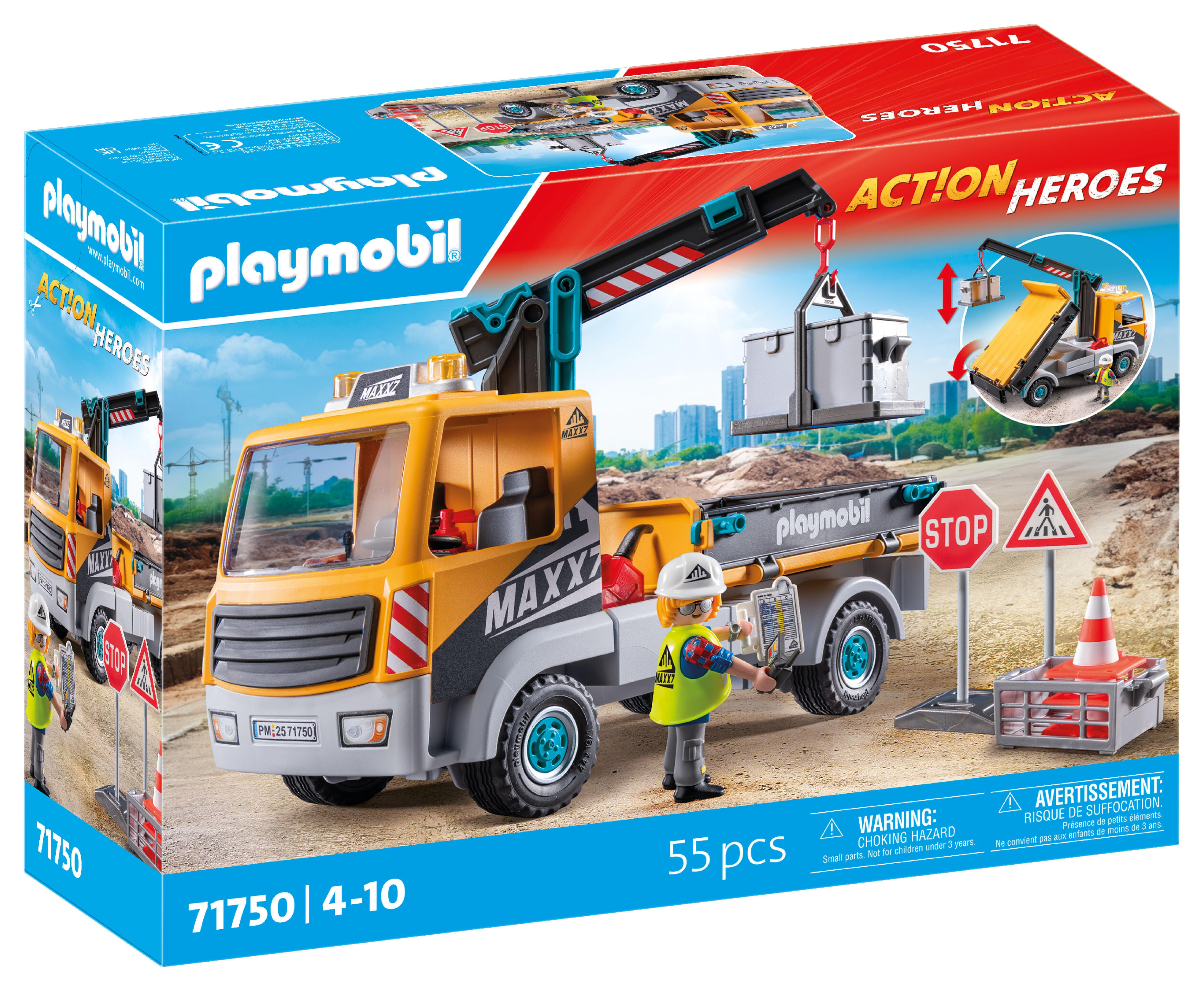 PLAYMOBIL | Action Heroes | Camion de Chantier avec Grue | Jouet pour Enfants | Set de Construction | Jouet pour Enfants à partir de | 71750 - vue 4