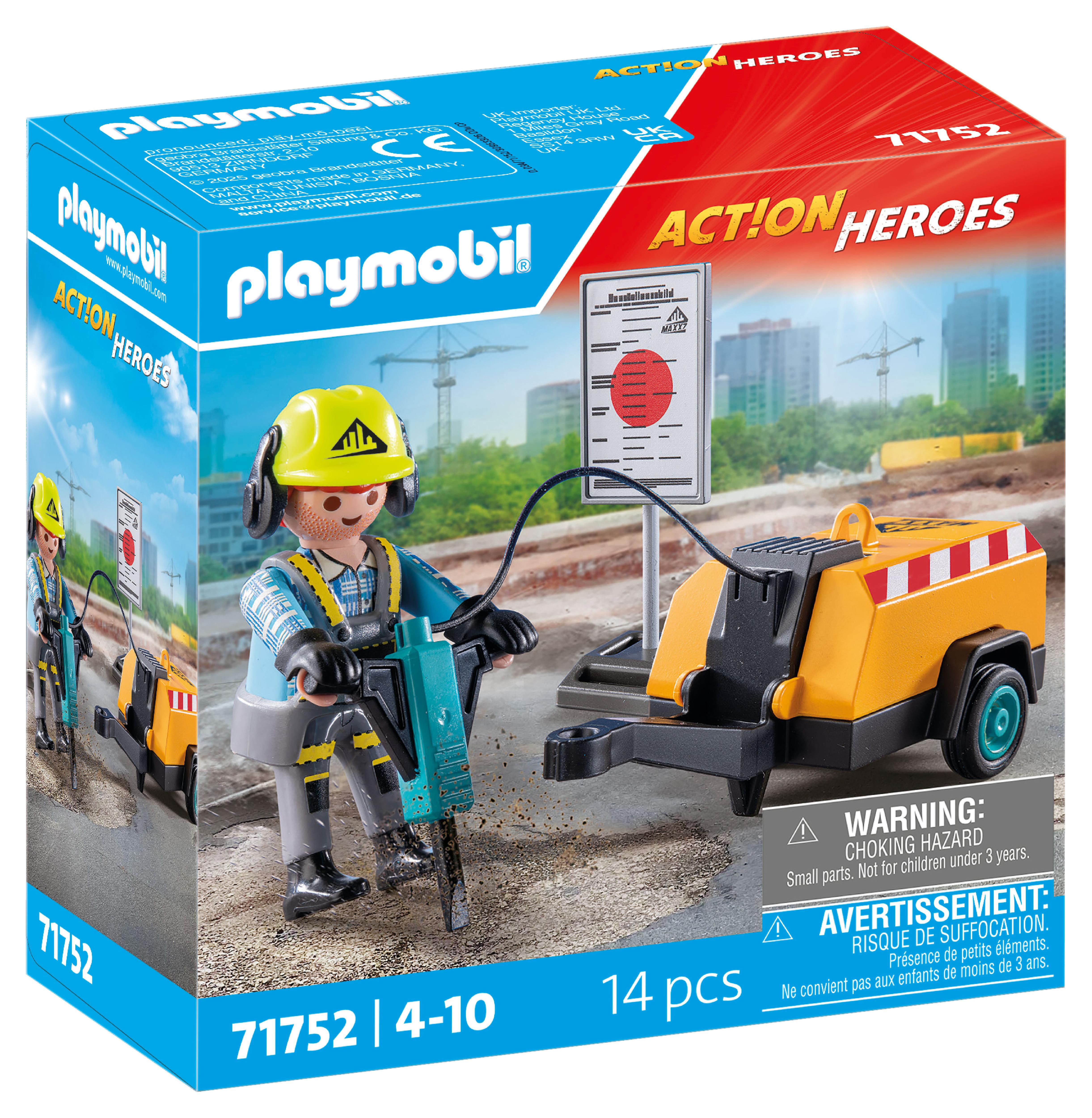 Playmobil Action Heroes Ouvrier Marteau-Piqueur et Signalisation 71752 - vue 2