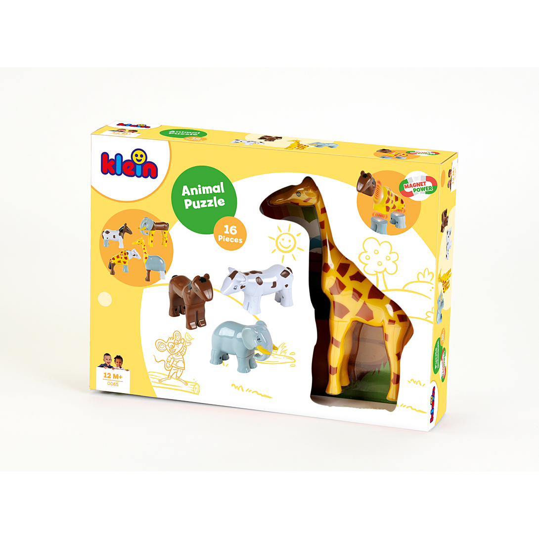 Animaux magnétiques KLEIN 0065 4 grands animaux Funny Puzzle boîte ouverte 16 pièces Dès
