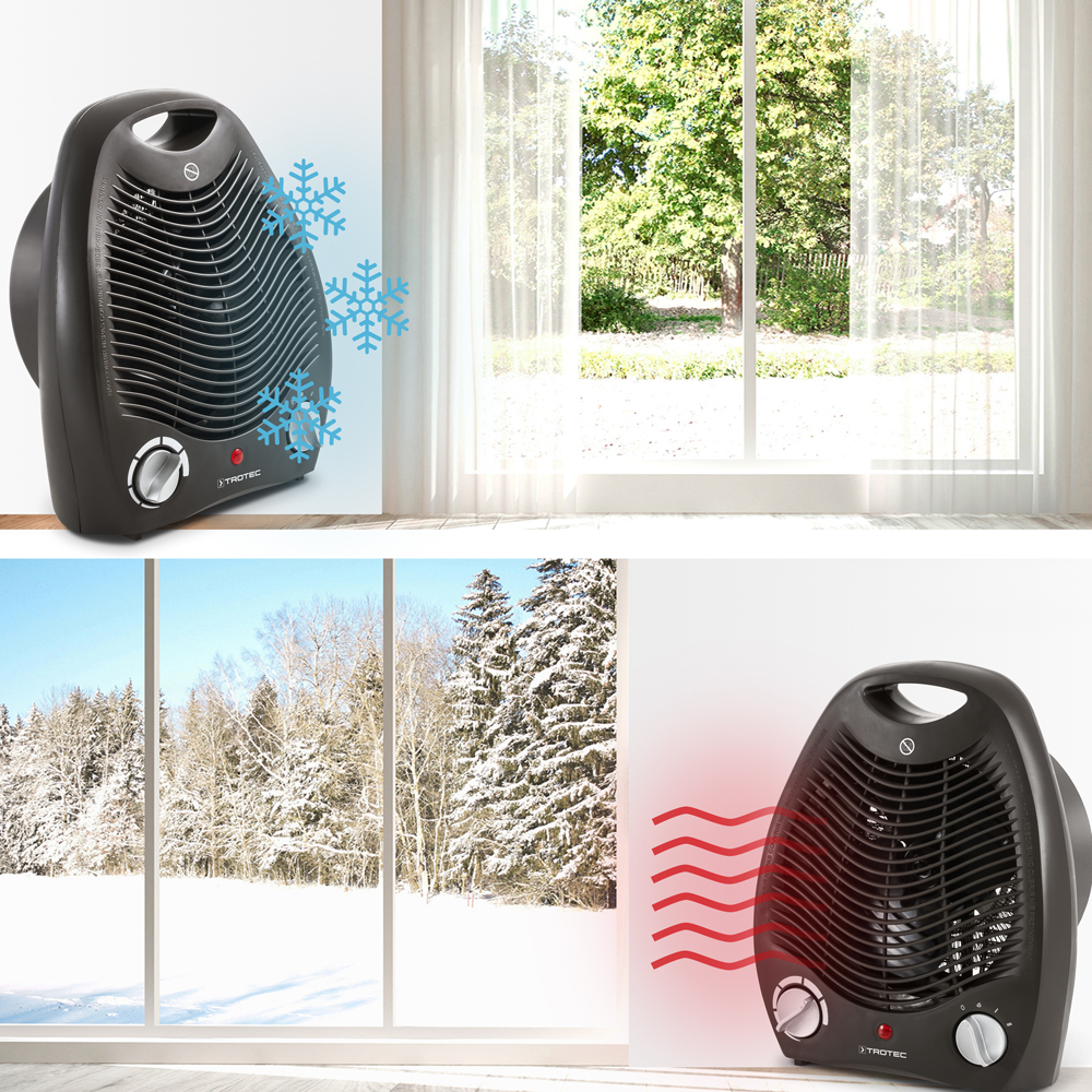 Radiateur Ventilateur 2 En 1 Portable - 2 Niveaux De Chauffage, Rotation 90°, Silencieux - Pour Bureau, Chambre, Salle De Bain