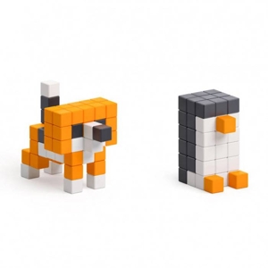 Kit Pixel Art 400 Pièces - Cubes De Construction 1x1 Cm, 10 Couleurs - Avec Plaque De Base Et Guide - Jeu Créatif Et éducatif