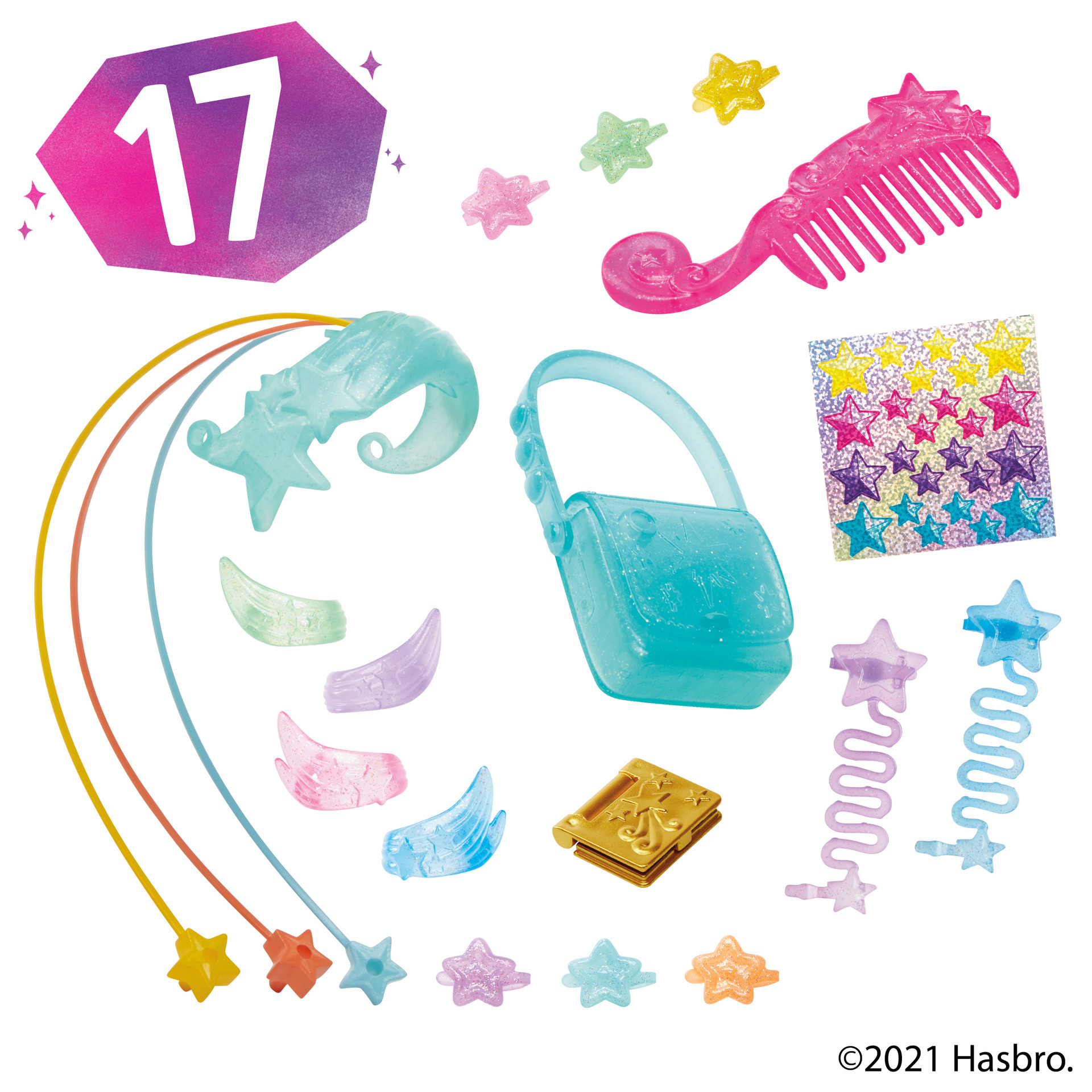 My Little Pony Sunny Starscout – Poney 15 Cm Crinière Arc-en-Ciel – Tresse Surprise – 17 Accessoires