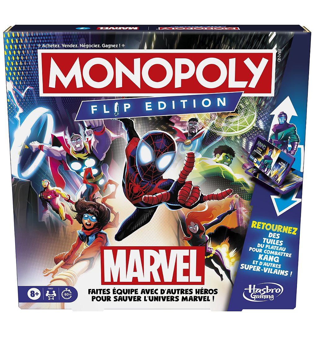 Monopoly Flip Edition : Marvel jeu de plateau pour 2 à 4 joueurs à partir de