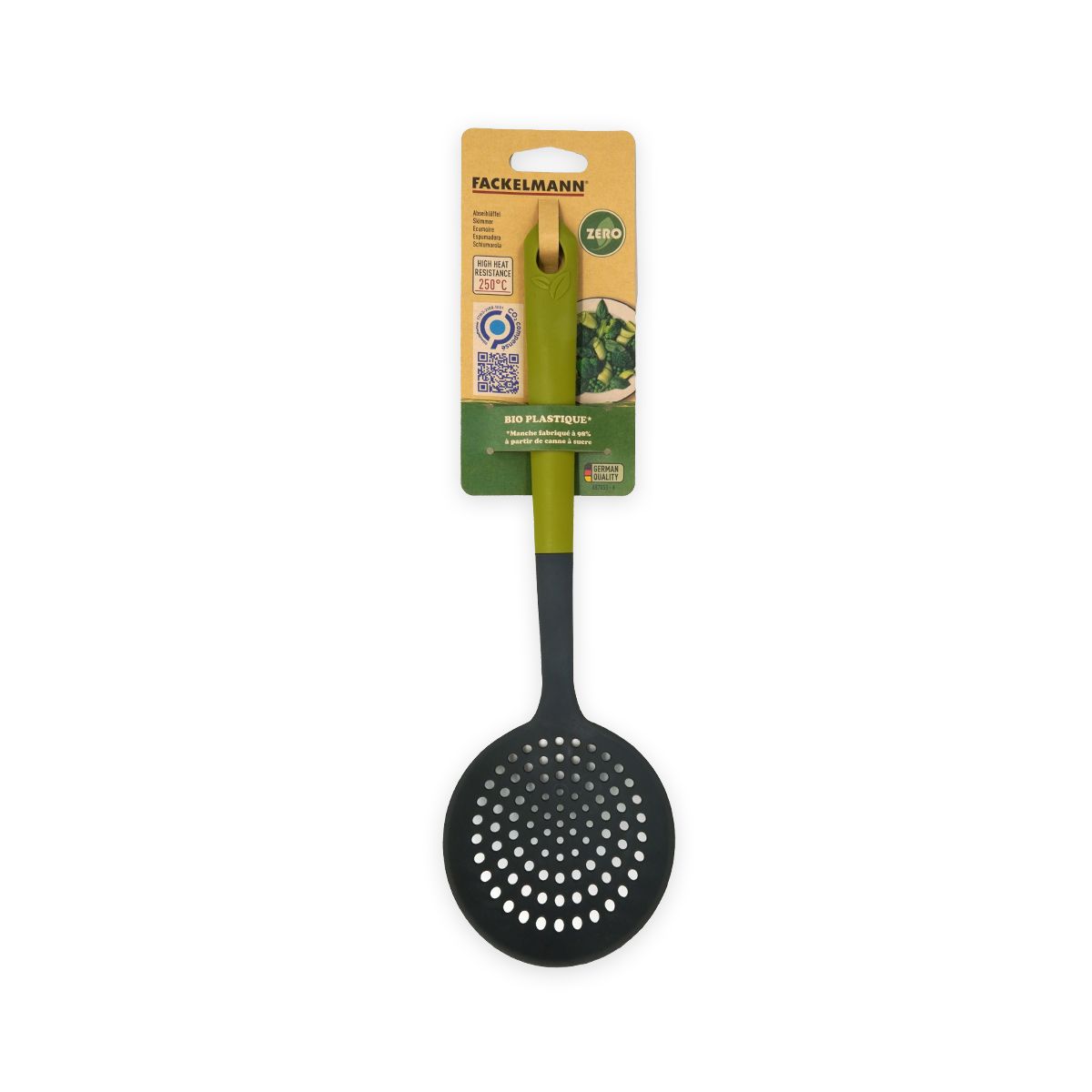 Écumoire Fackelmann Fenix RPET – 31,5 X 8,5 Cm, Résiste à 210°C, Compatible Lave-vaisselle, Noire