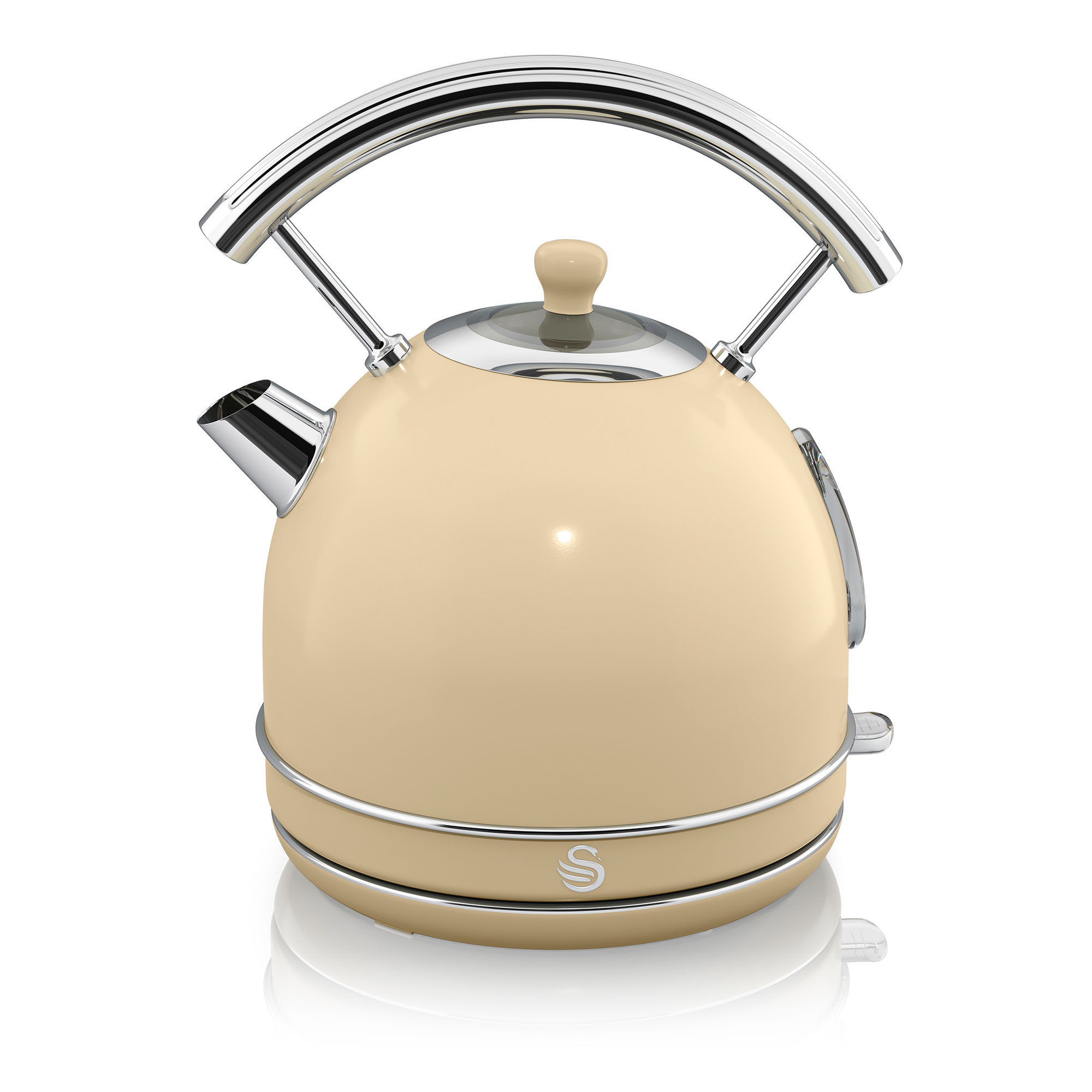 Swan Retro Ensemble Petit-Déjeuner, Bouilloire 1,8 L, Grille-Pain 2 Tranches à Fente Large, Micro-Ondes Numérique 20L, 6 Niveaux De Puissance, Minuteur, Porte Miroir, Design Vintage, Crème