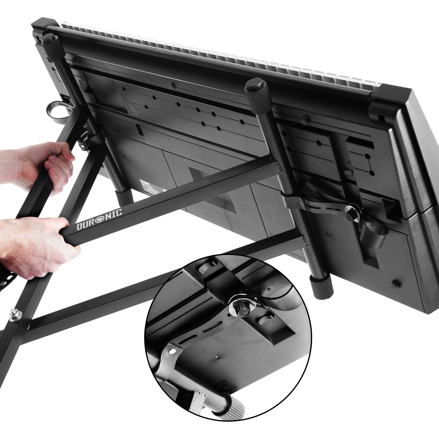 Support De Clavier Réglable WinHUb - Hauteur 33 à 97 Cm, 7 Positions, Supporte 20 Kg, Cadre X Pliable