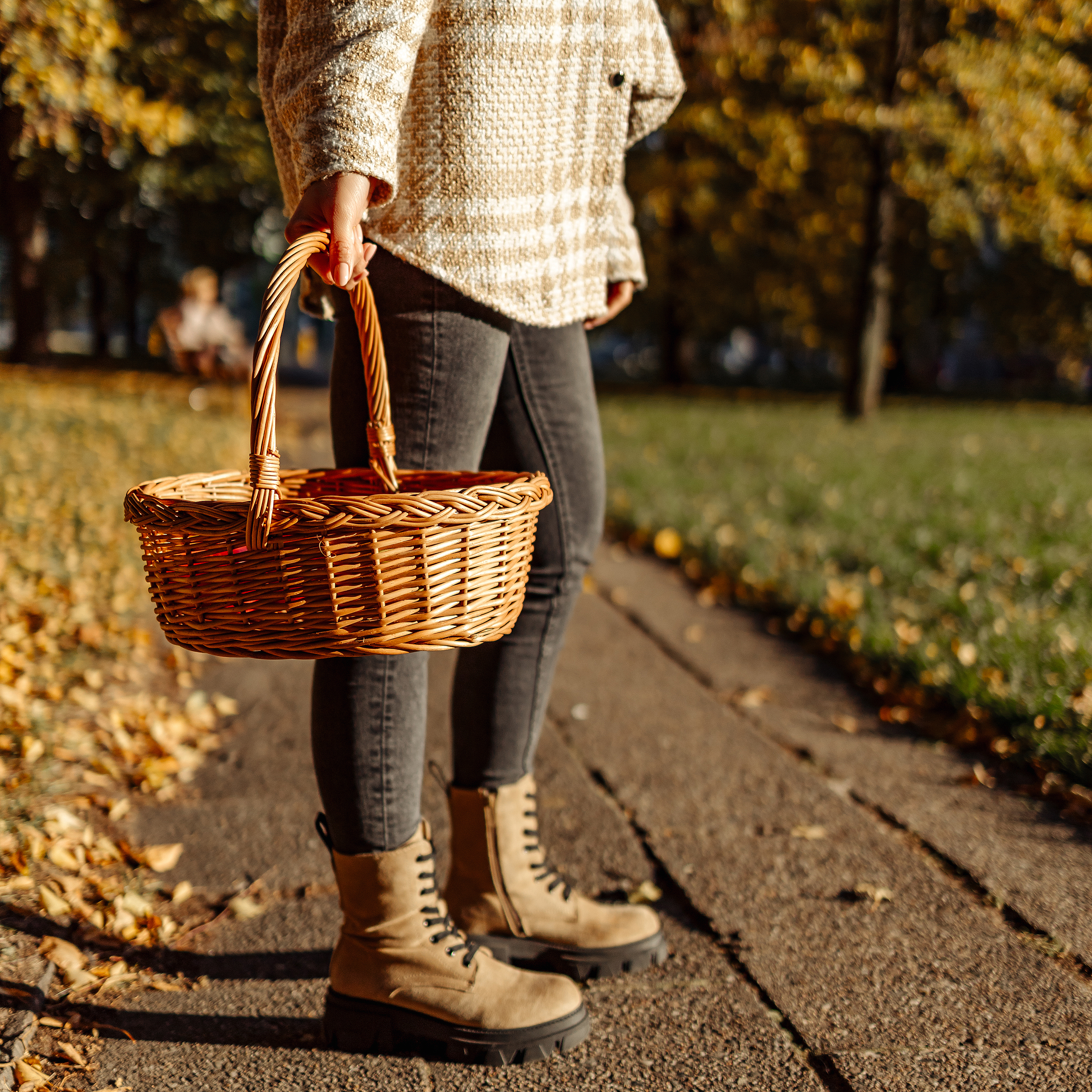 Panier à Provisions En Osier Tissé à La Main Avec Poignées