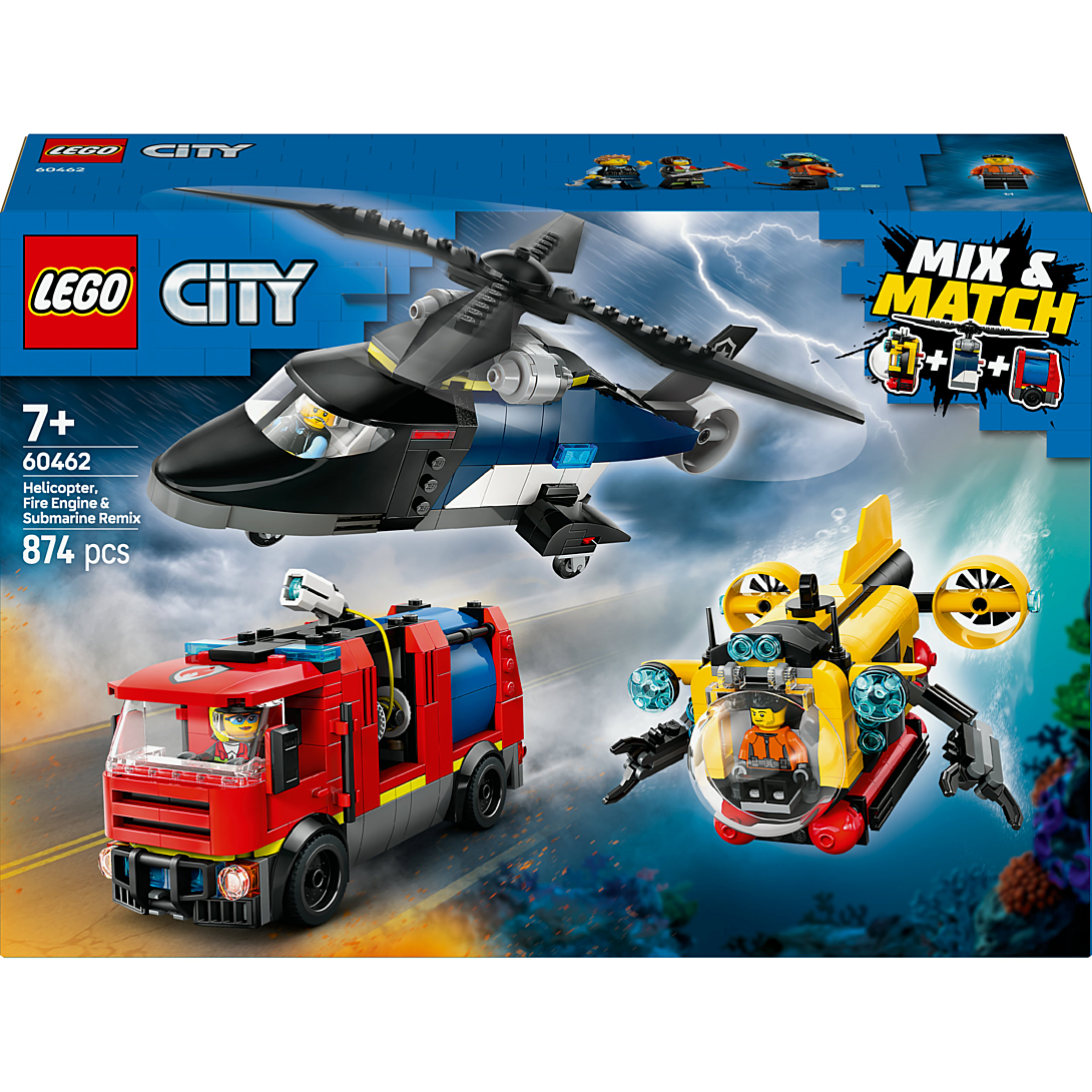 LEGO City Hélicoptère, Camion de Pompiers et Sous-Marin Modulable 60462 - vue 7