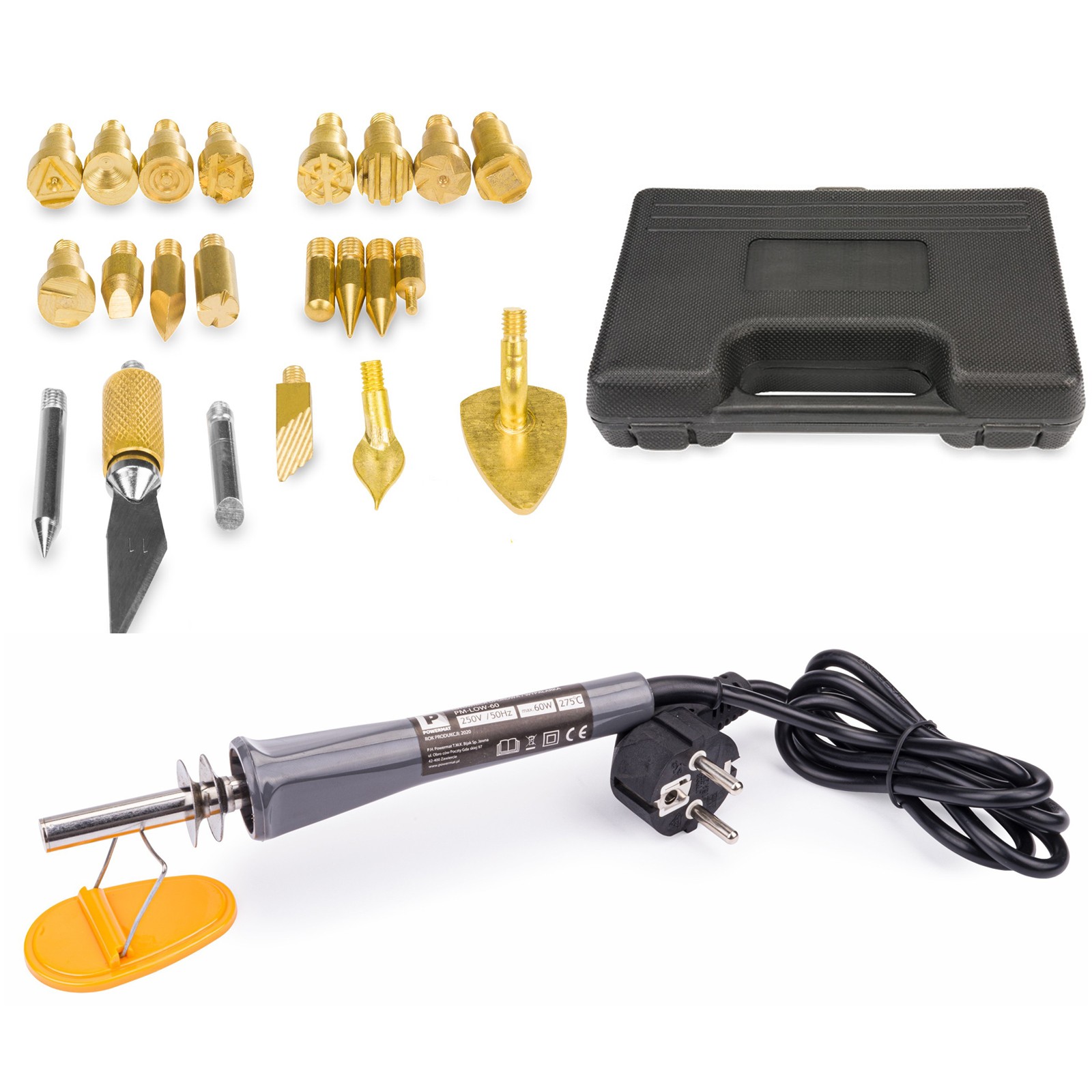 Kit Fer à Souder 60W Température Réglable 220-450°C - Avec 27 Pointes Pyrographie - Pour Soudure électronique, Pyrogravure Bois, Cuir - 9