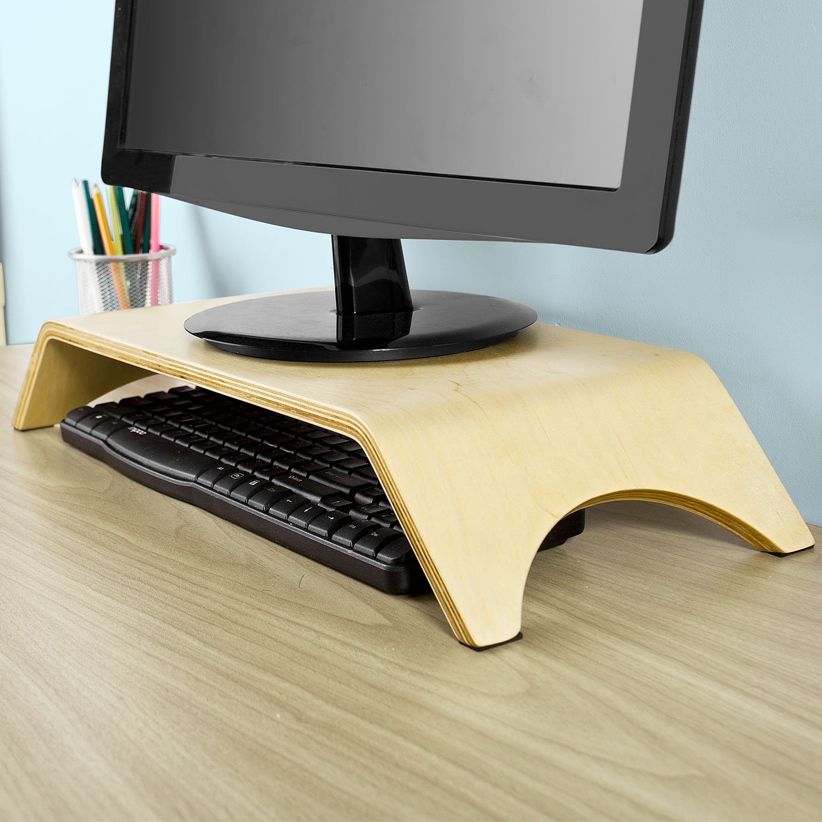 Support De Bureau Pour Écran D'Ordinateur - En Acier Carbone, Design Avec Espace De Rangement - Noir Ou Blanc - 2