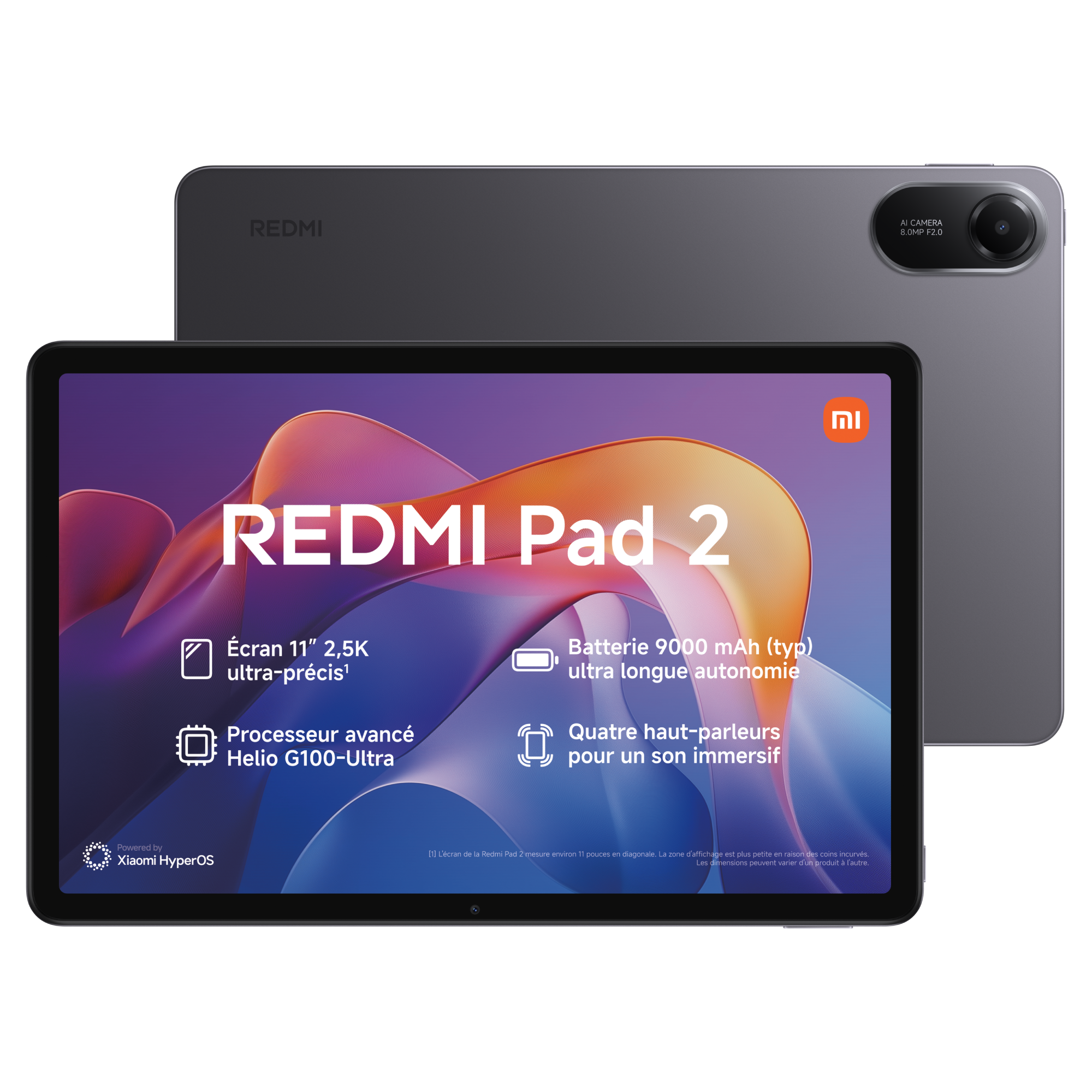 Tablette Xiaomi Redmi Pad 2 / 11 2,5K / MediaTek Helio G100-Ultra / 256 Go Stockage / 8 Go Mémoire / Graphite
