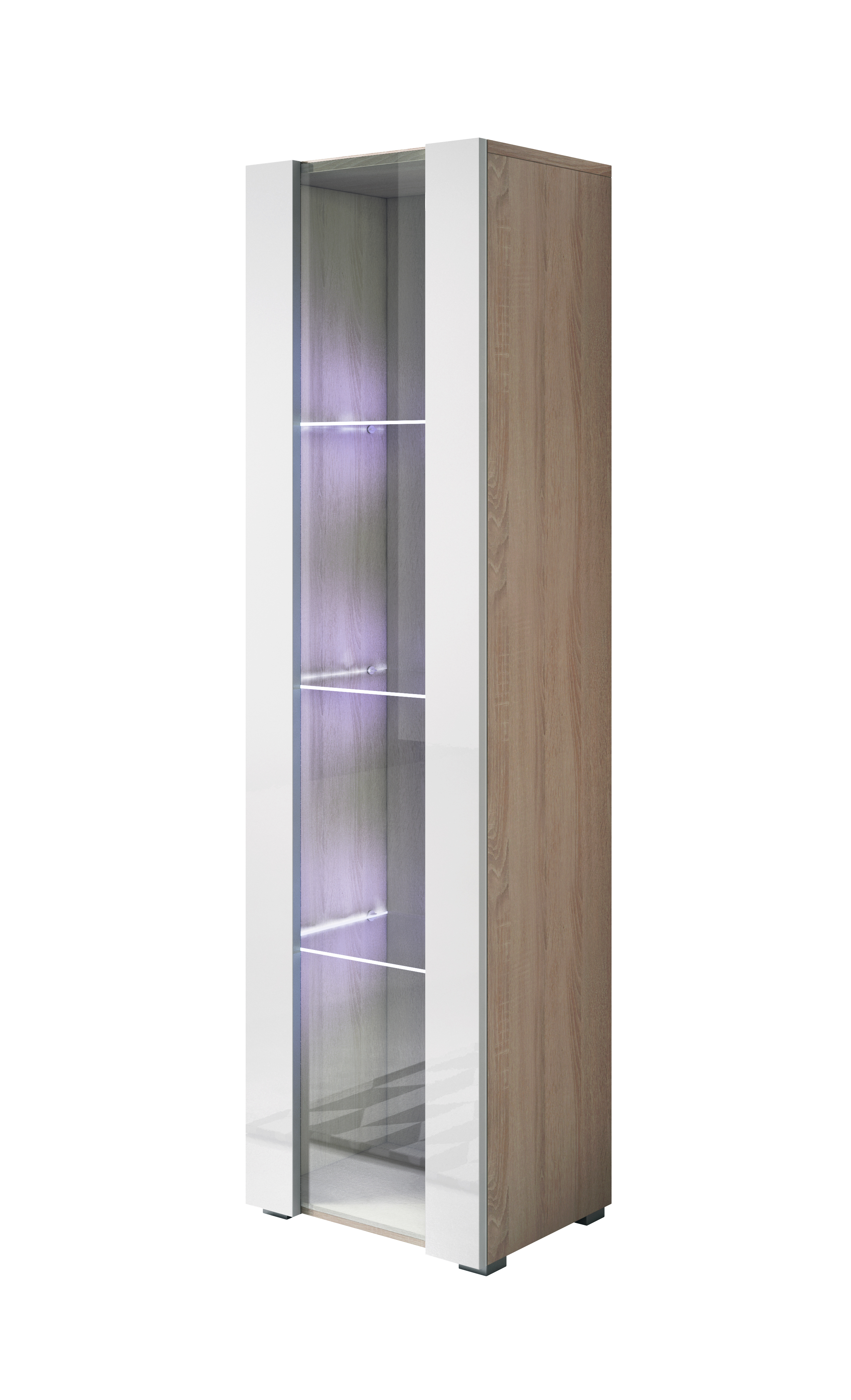Vitrine En Verre De Sécurité Trempé, Avec éclairage LED, Porte, 4 étagères, Cadre En Bois, Serrures, Clés, Vitrine Pour Bureau, Salon, Cuisine - Blanc