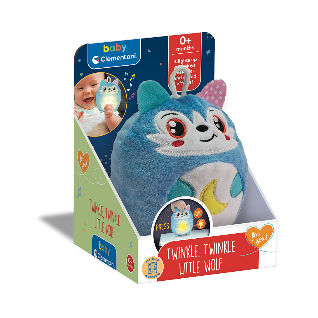 Clementoni Baby for You Twinkle Twinkle Little Wolf Veilleuse pour Enfants Jeu de + Loup avec lumières et Sons relaxants Support pour Sommeil Serein 17554 - vue 2