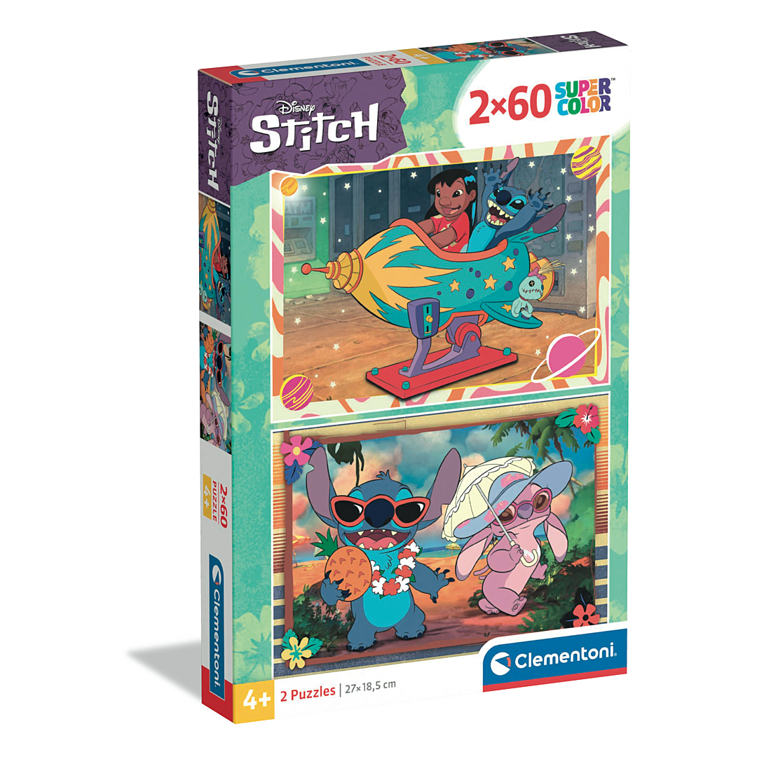 Clementoni Puzzle Enfant 2X60 Pièces Disney Stitch Walt Disney Fabriqué en Italie 24822 - vue 3