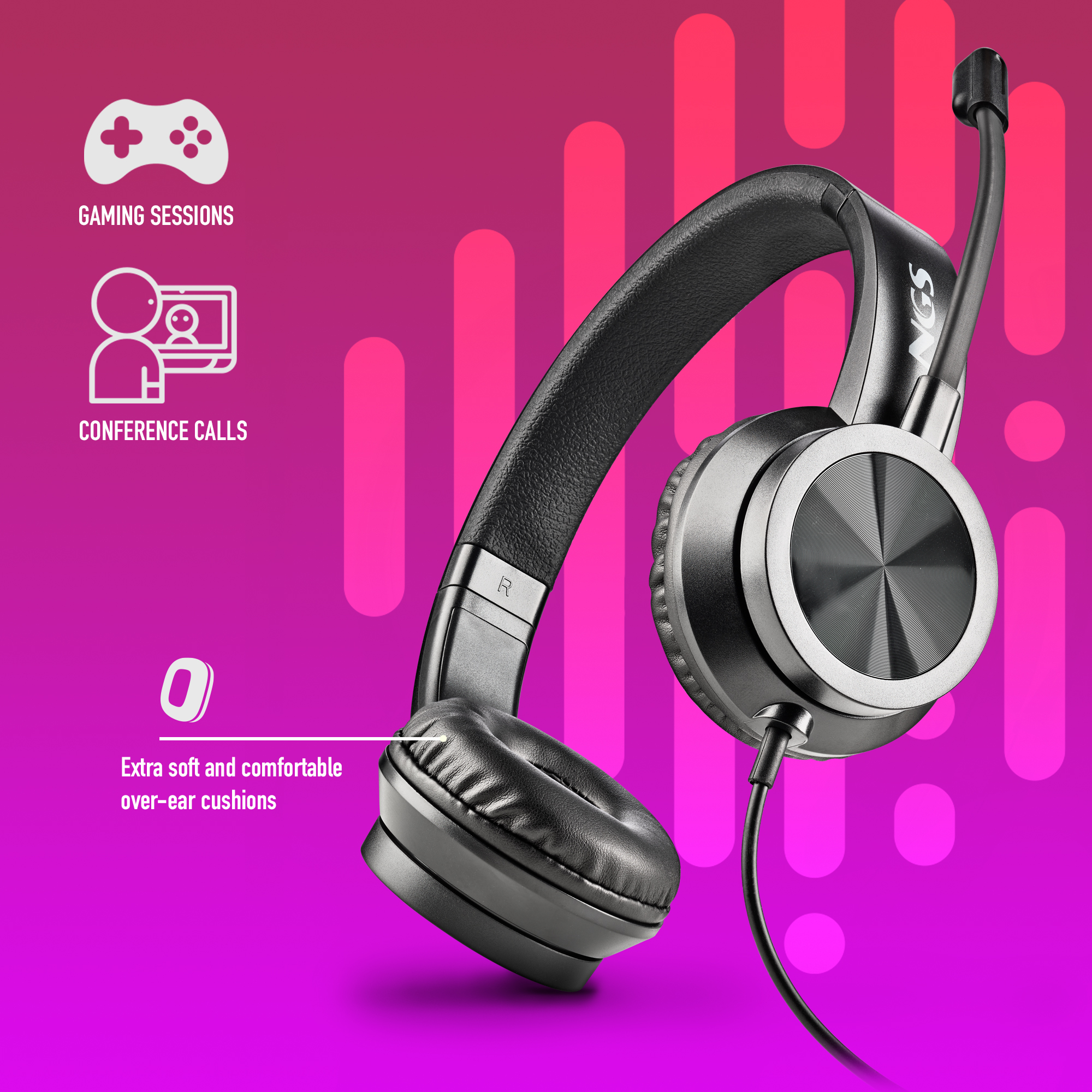 Casque Supra-Auriculaire NGS MSX11 Pro Avec Micro - Jack 3.5mm + Adaptateur PC
