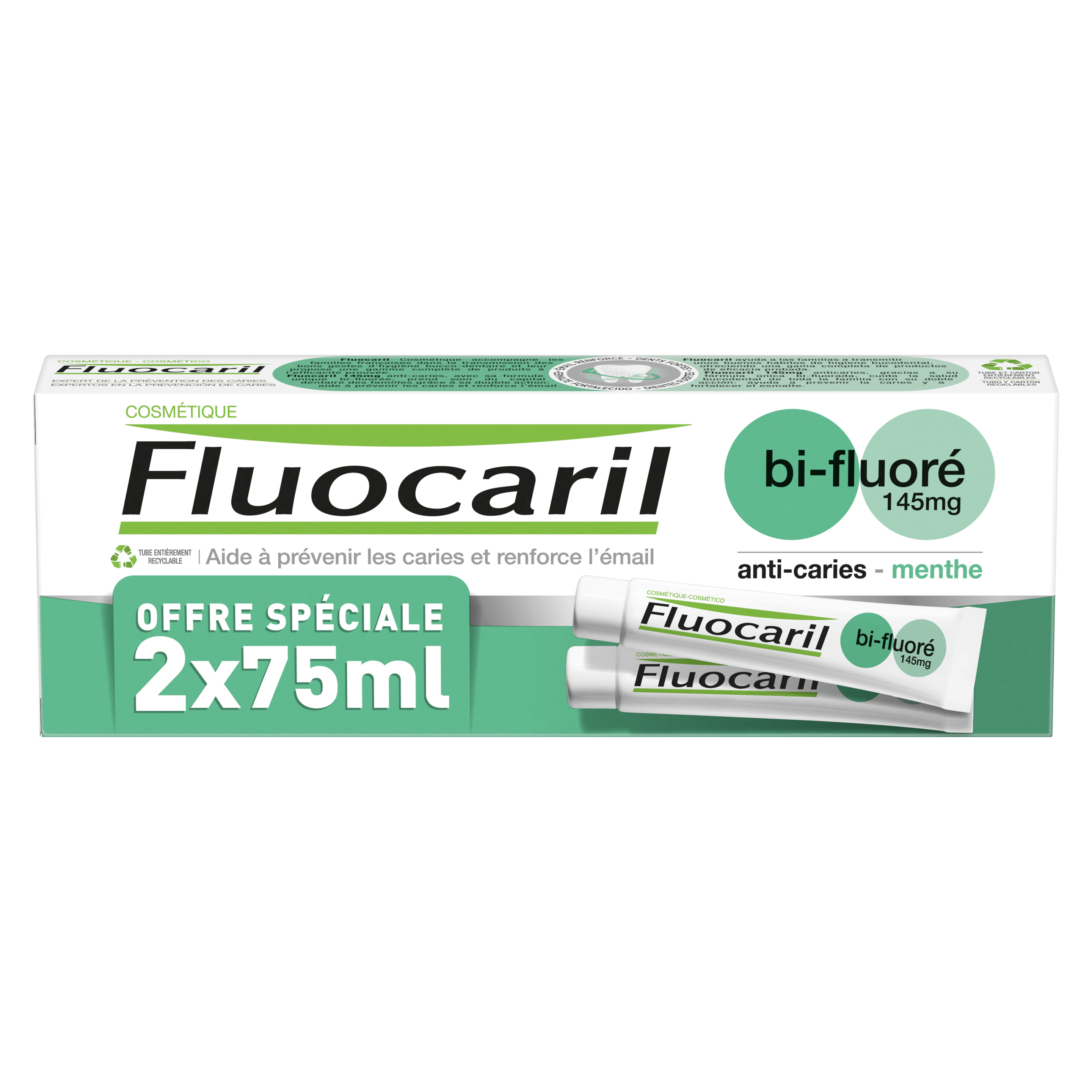 BI FLUORÉ 145mg dentífrico menta 2 x 75 ml