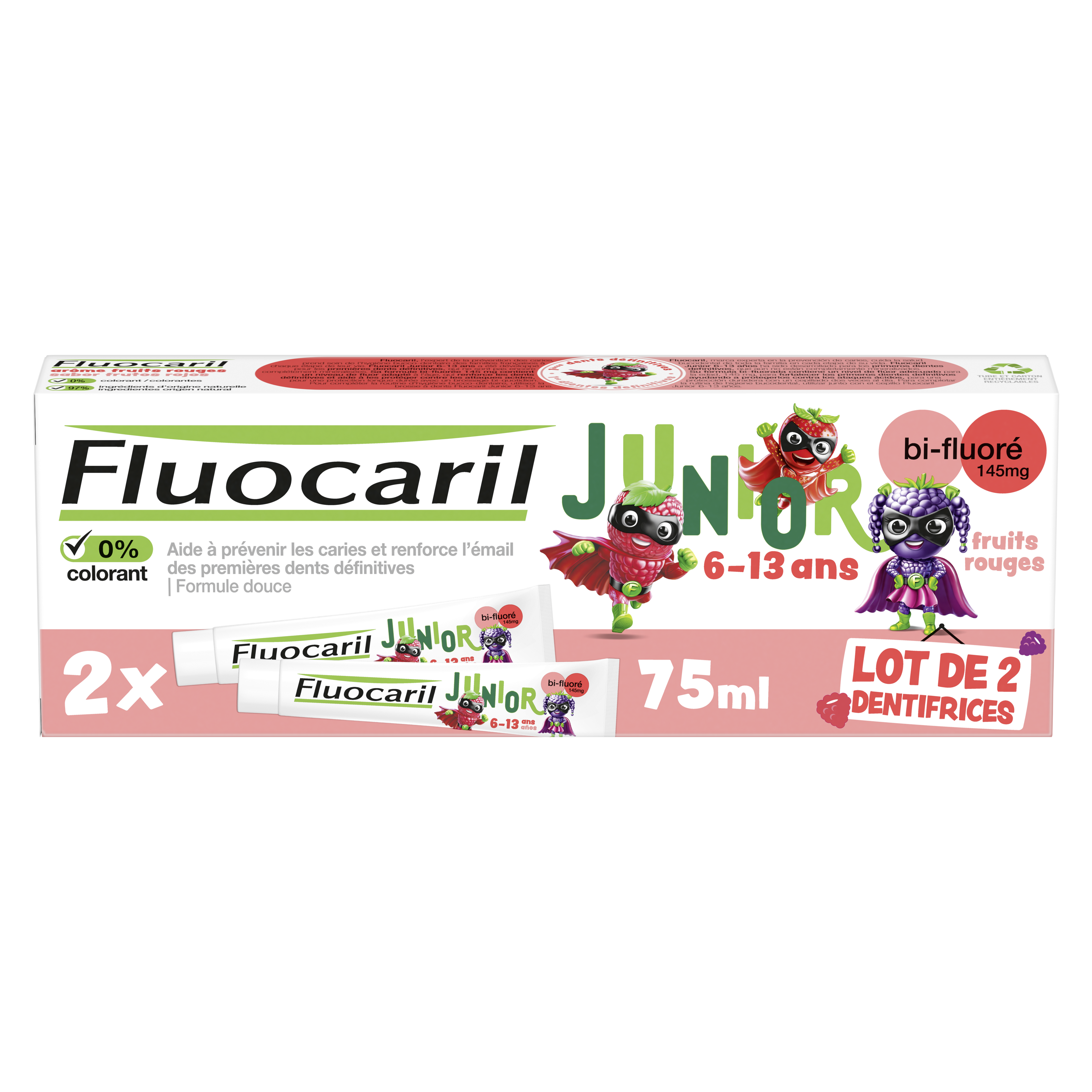 Dentifrice Fruit Junior 6 Fluocaril Le Lot De 2 Tubes De 75ml - vue 2