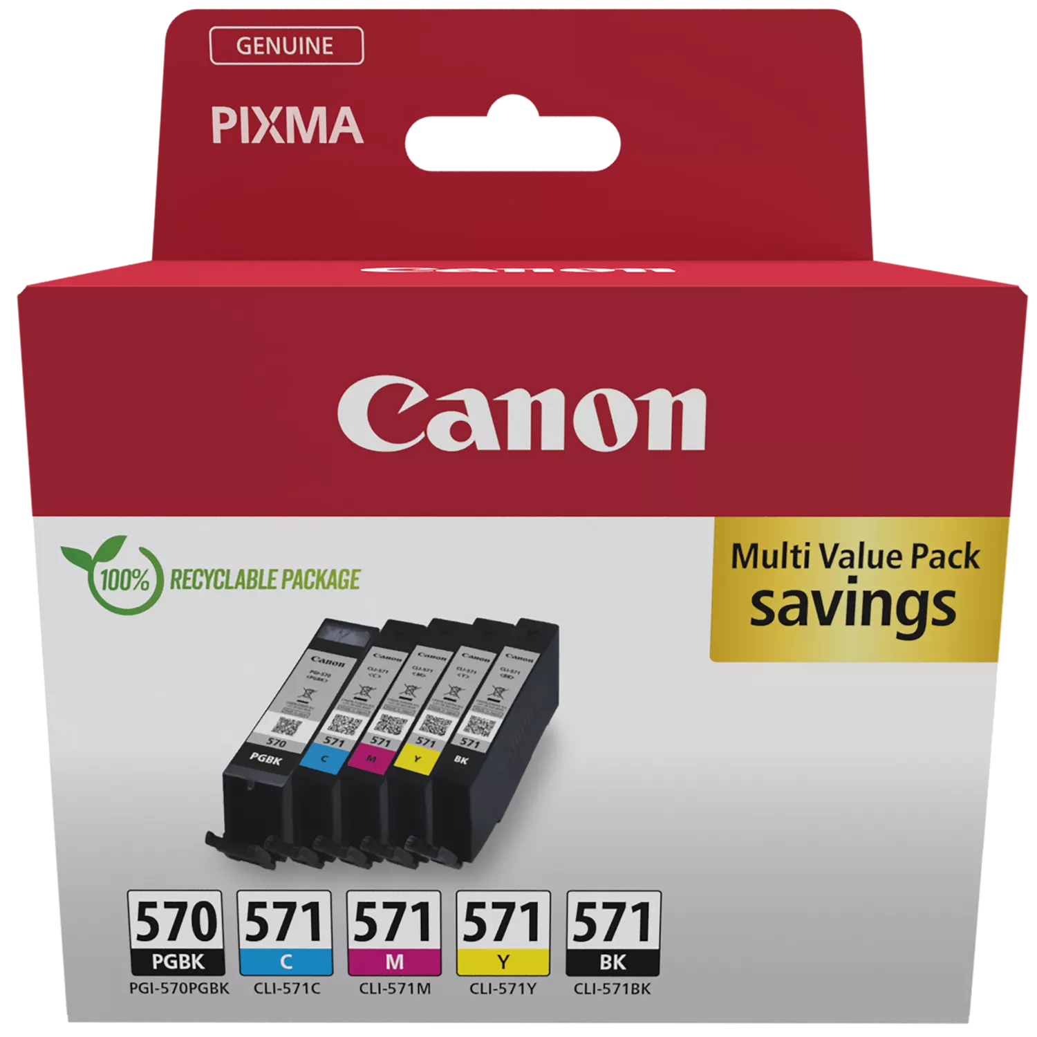 Pack De 5 Cartouches + Couleur Canon Pgi 570 Pgbk / Cli 571 C Y Bk Canon - vue 4