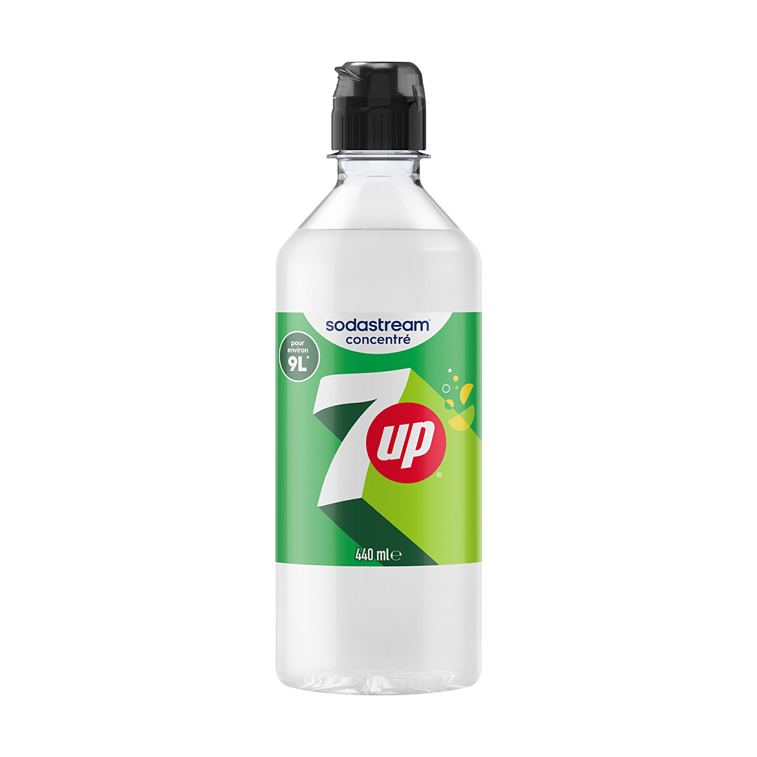Concentré 7Up SODASTREAM 440ml – Prépare Jusqu'à 9L, Bouchon Doseur Inclus