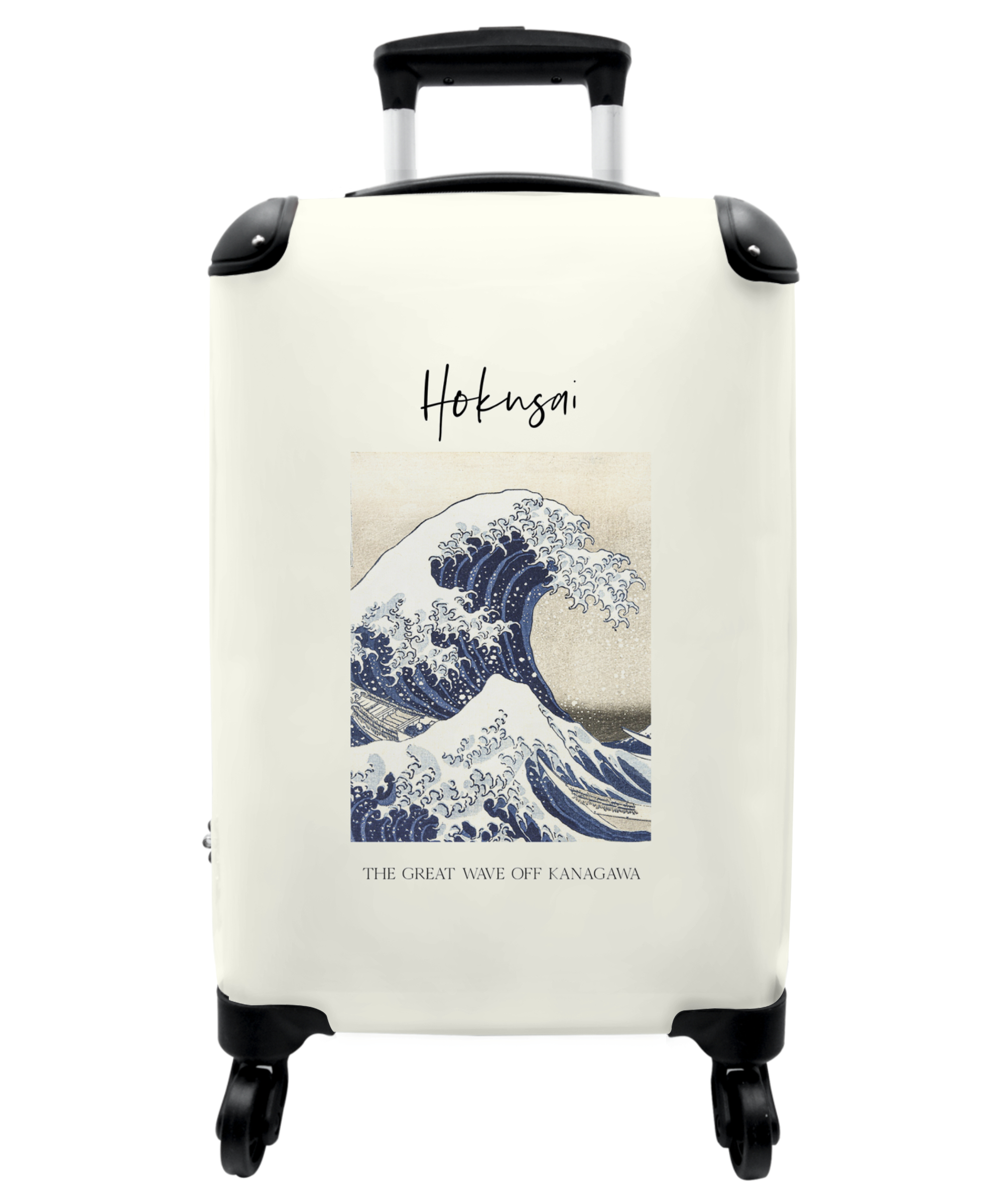 Valise Chariot à Bagages à Main Art Hokusai Mer  Golfe Bagage Cabine imprimé 55x35x25 cm Valise de Voyage avec Roulettes