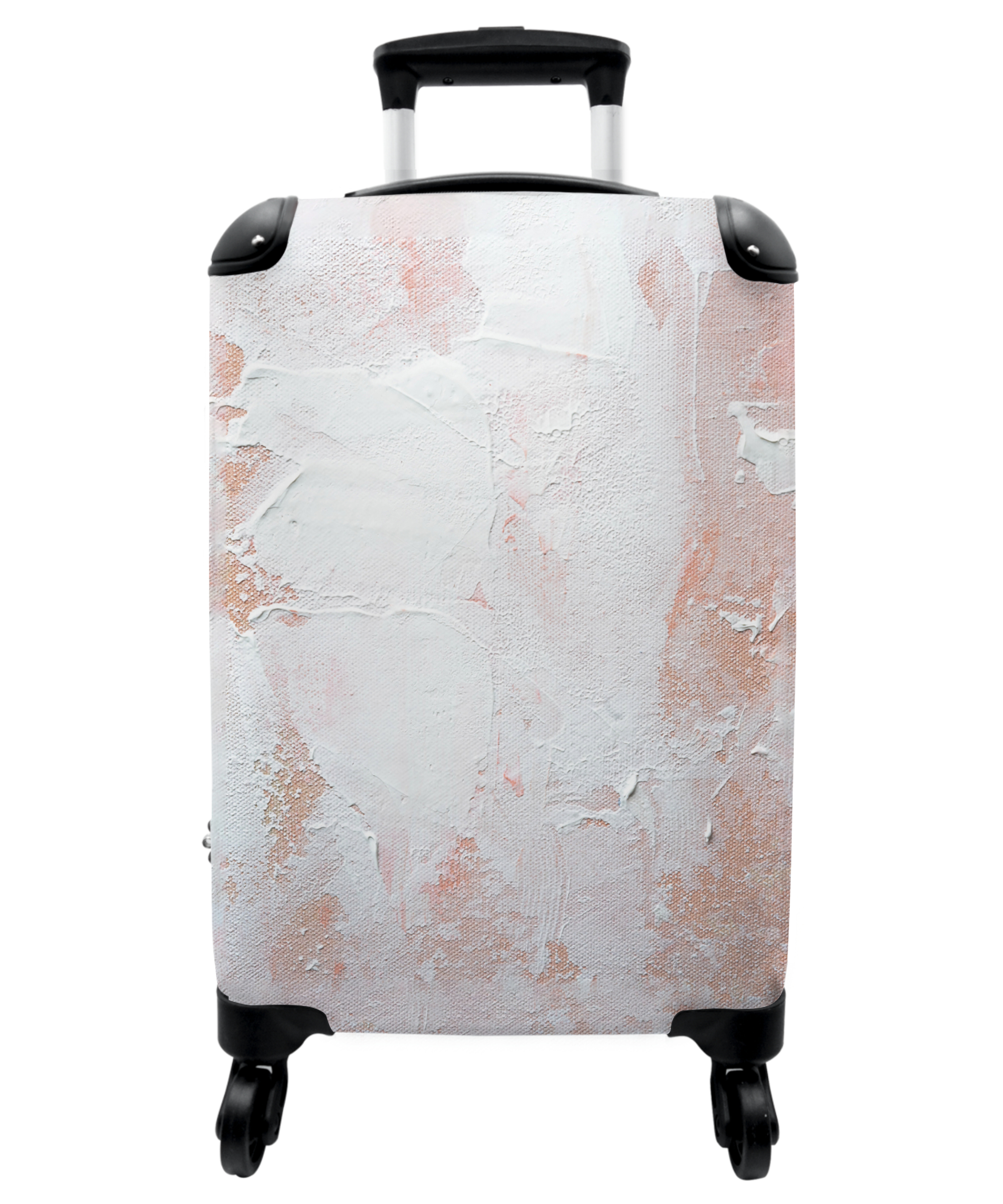 Valise Chariot à Bagages à Main Blanc Rose  Peinture Abstrait Bagage Cabine imprimé 55x35x25 cm Valise de Voyage avec  Rou