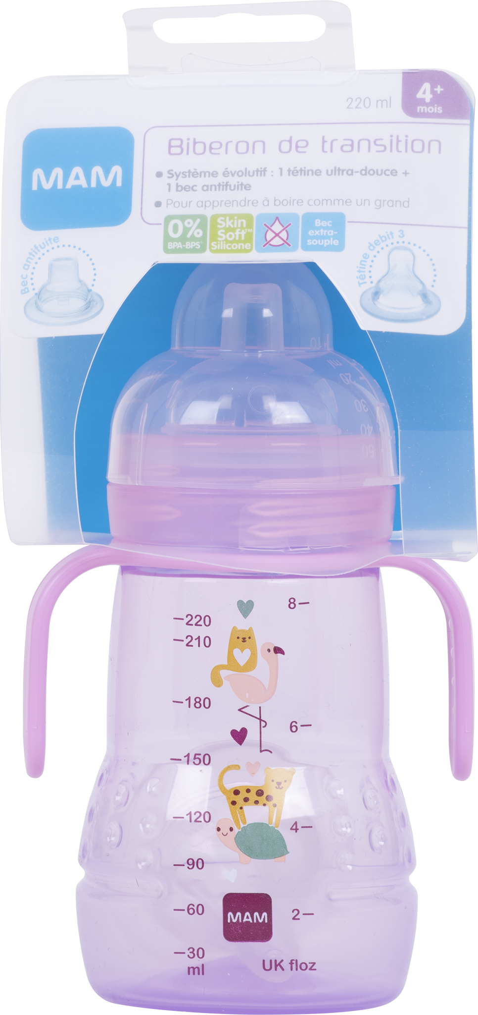 Biberon de transition 4 mois  et + 220ml
