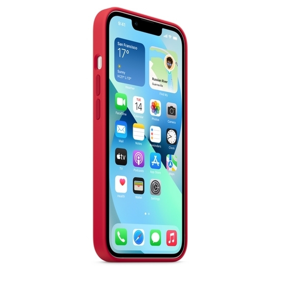 Coque en silicone Apple avec MagSafe pour iPhone 13 Rouge