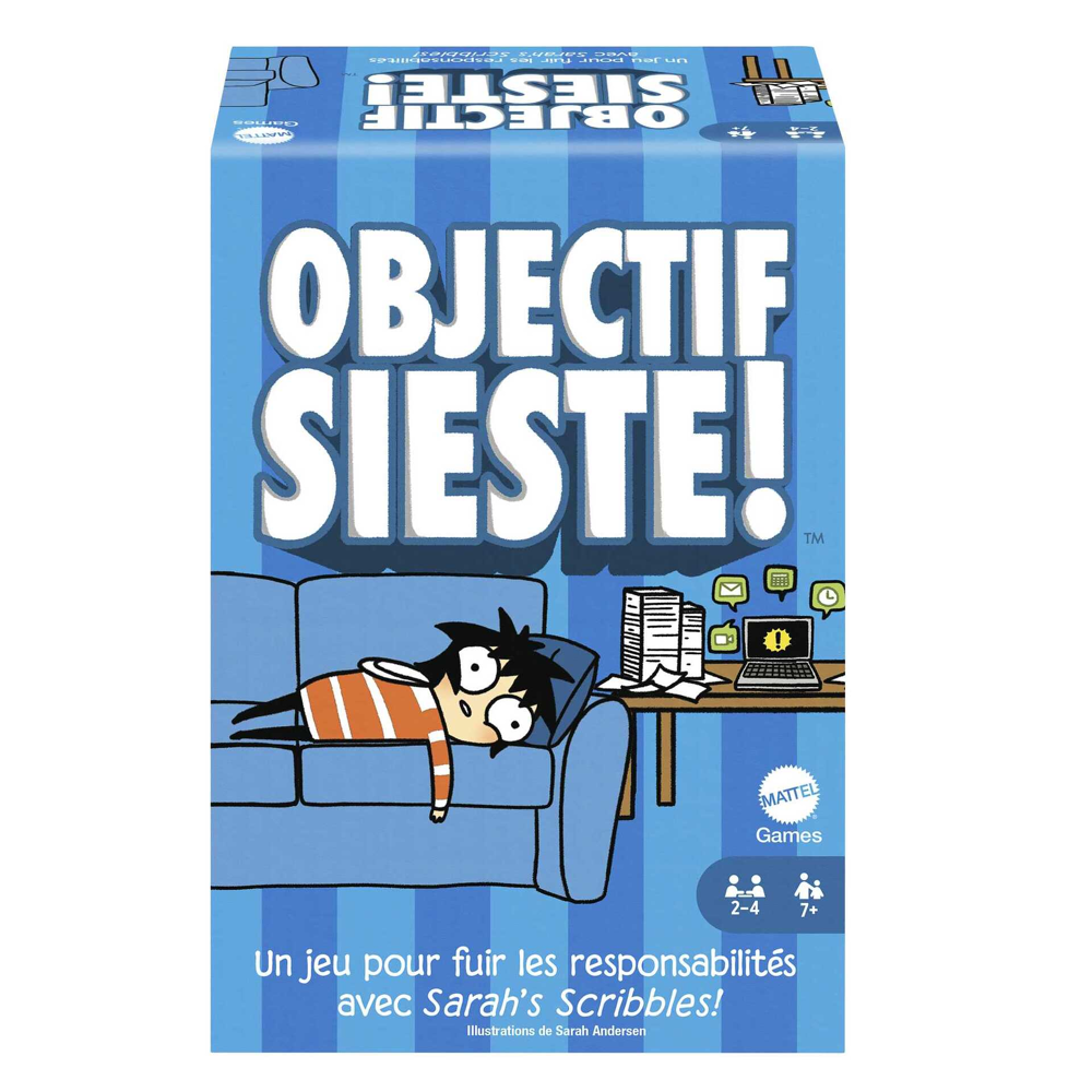 Mattel Games - Objectif Sieste ! - Jeu de cartes Procrastination - Jeu de société Famille - 7 ans et