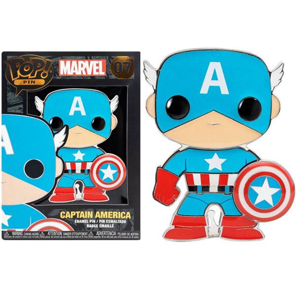 Funko Large Pop Pin Marvel : Captain America (Badge métallique émaillé) [07]